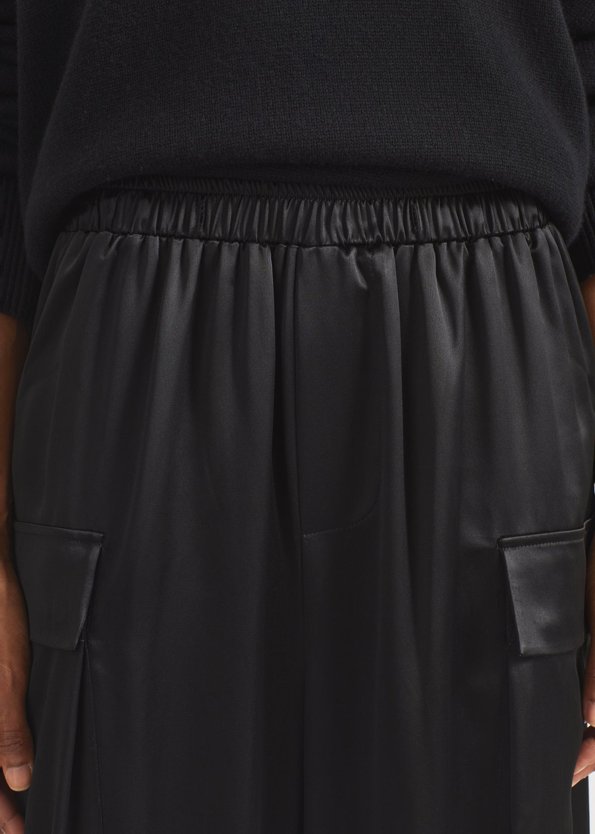 Delny Satin Cargo Pants - Black - 4