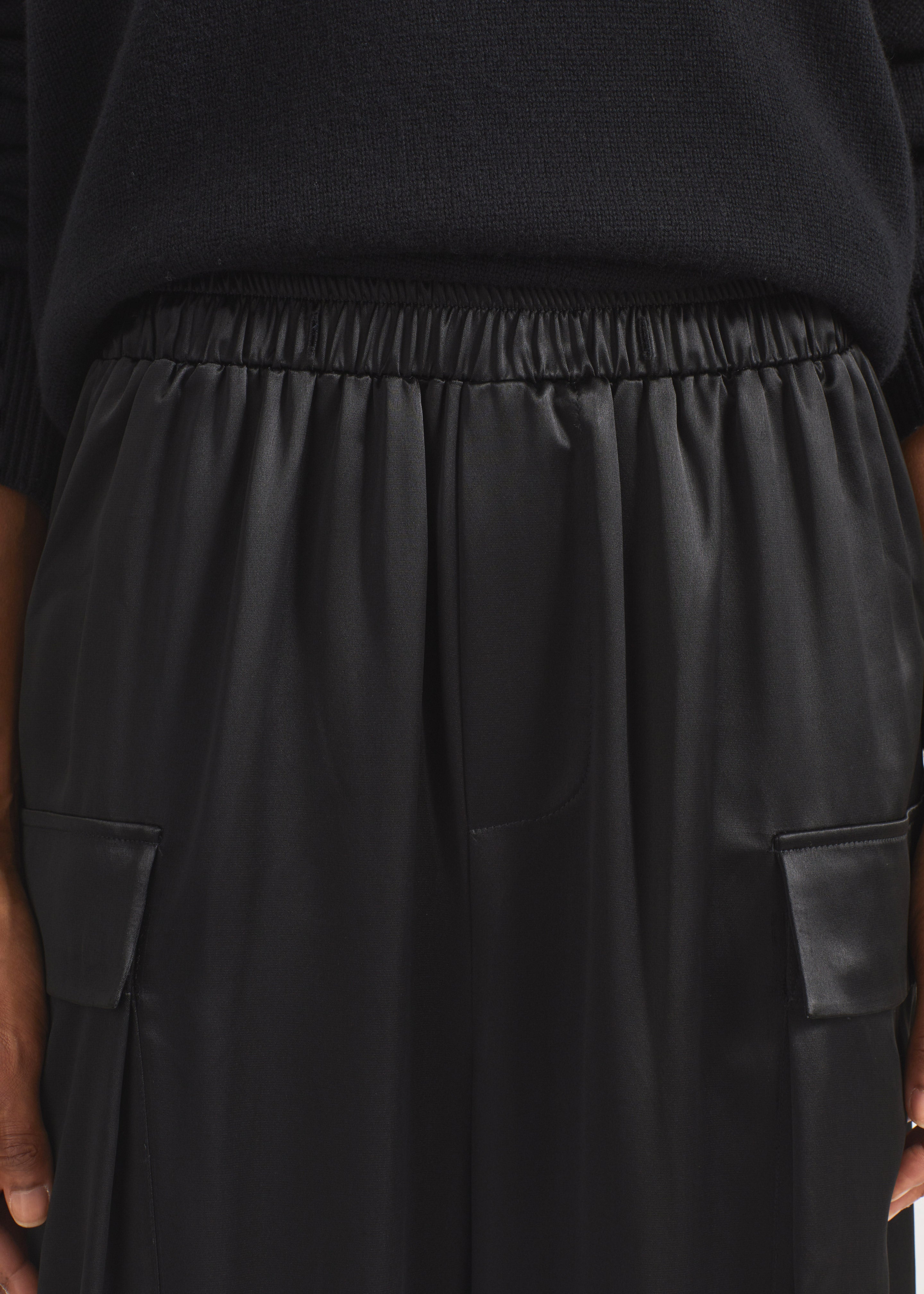 Delny Satin Cargo Pants - Black - 4