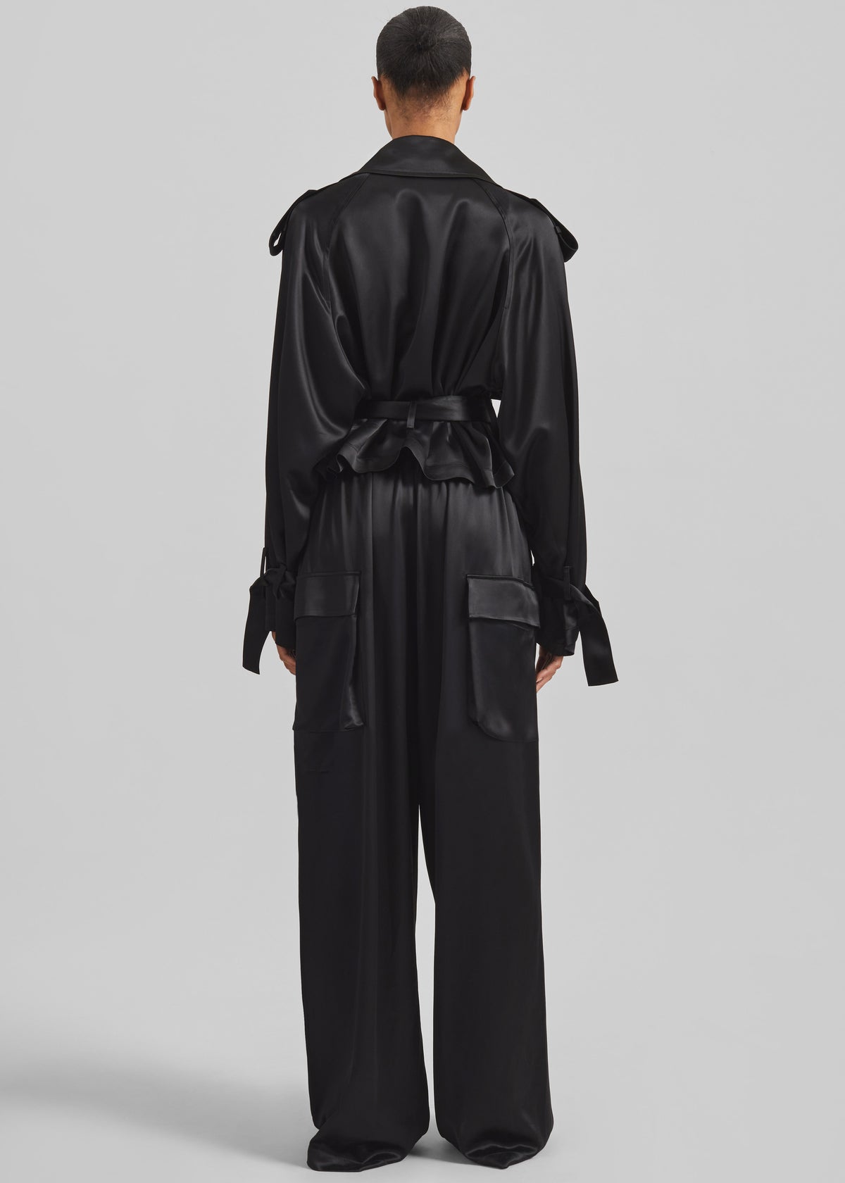 Delny Satin Cargo Pants - Black - 7