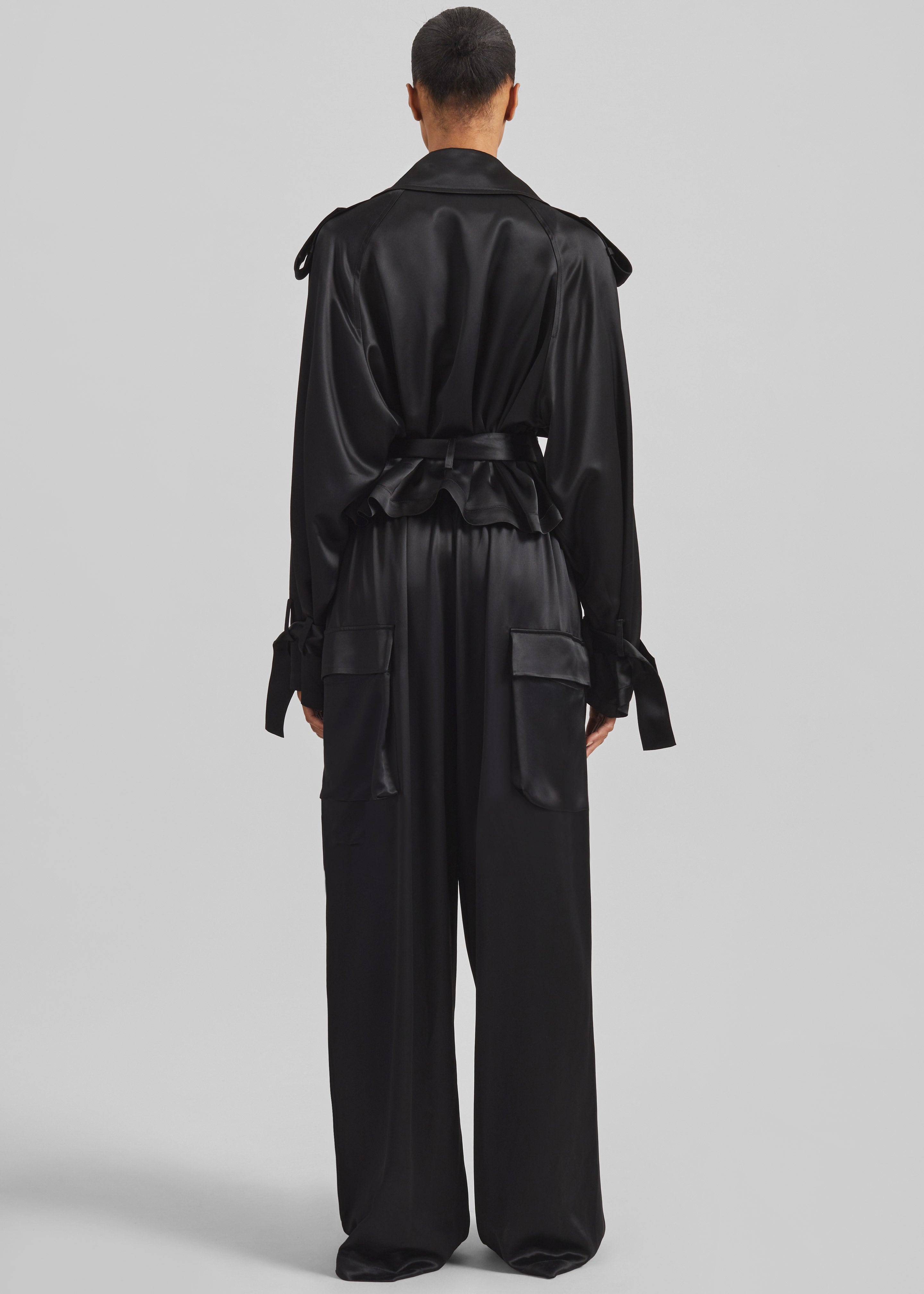 Delny Satin Cargo Pants - Black - 7