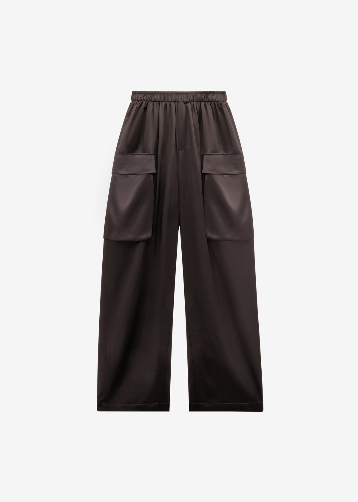 Delny Satin Cargo Pants - Dark Brown - 6