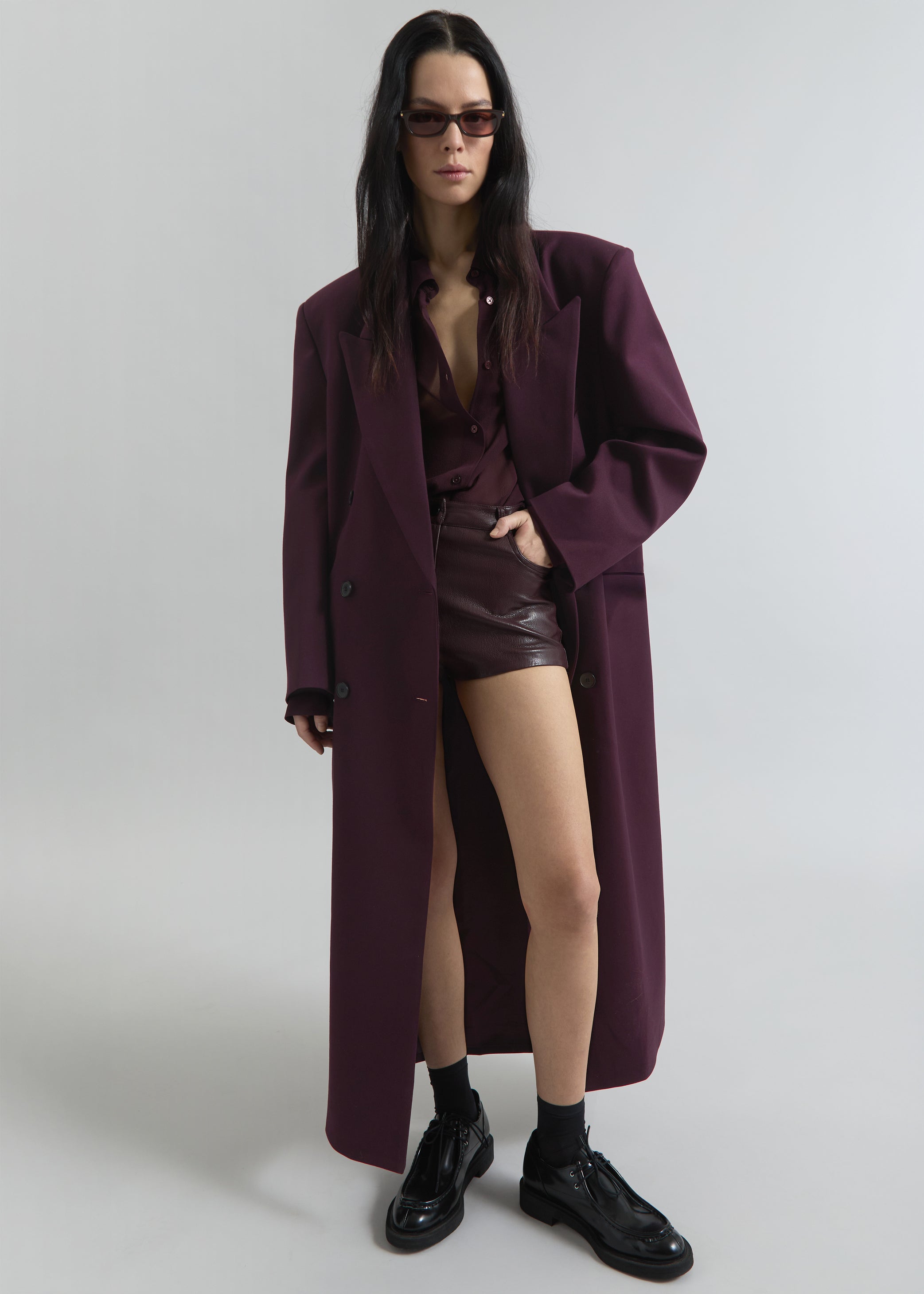 Shop the look image for Delphina Long Coat - Burgundy