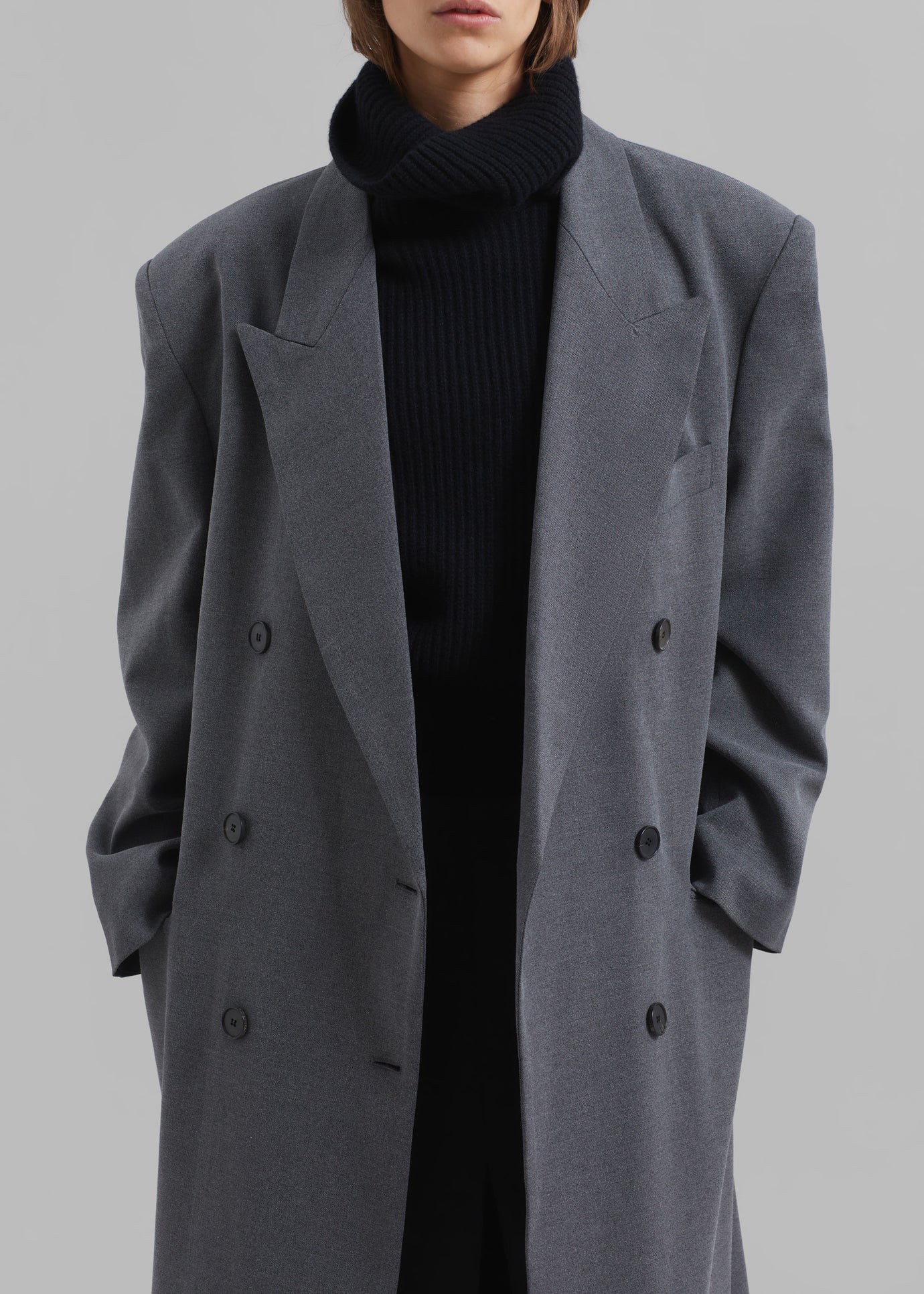 Delphina Long Coat - Grey - 1