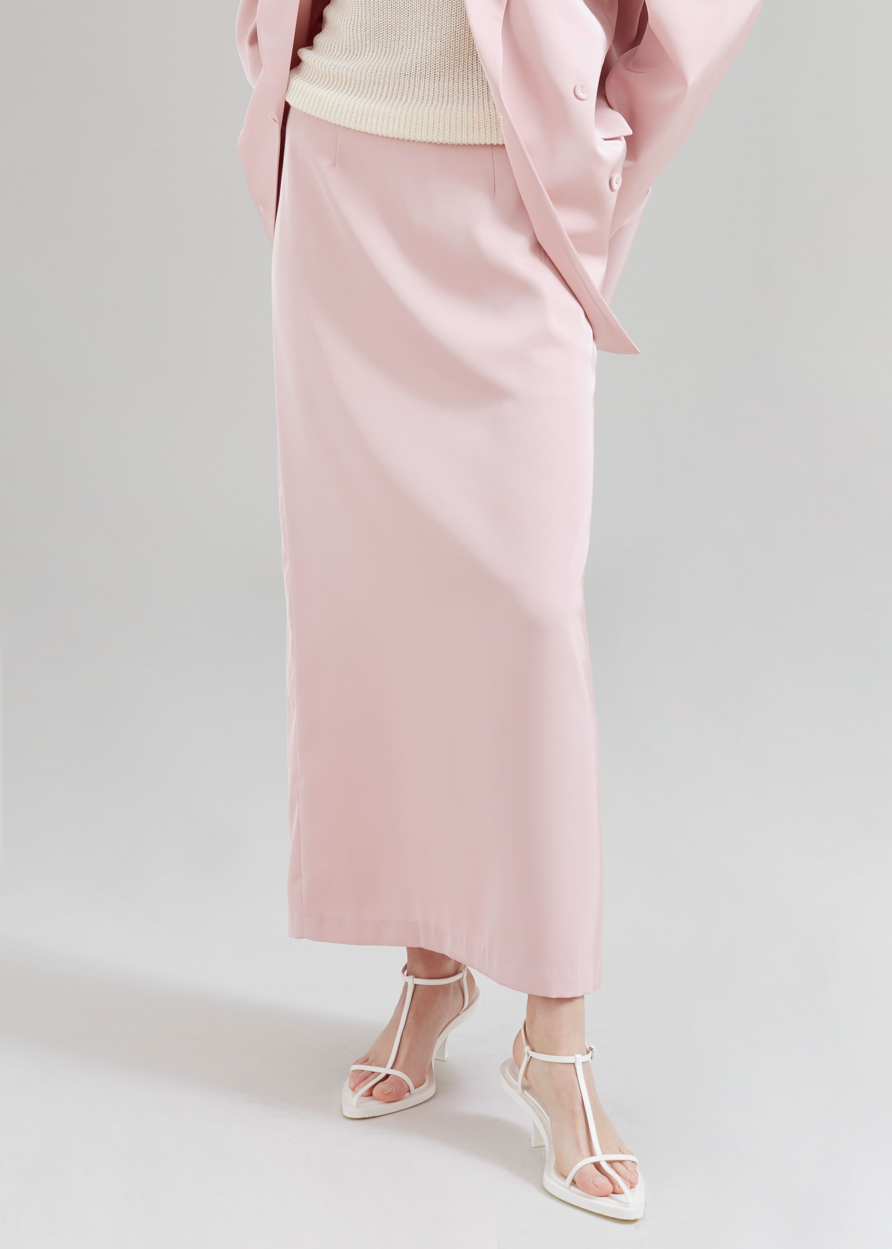 Blush pink hotsell midi pencil skirt