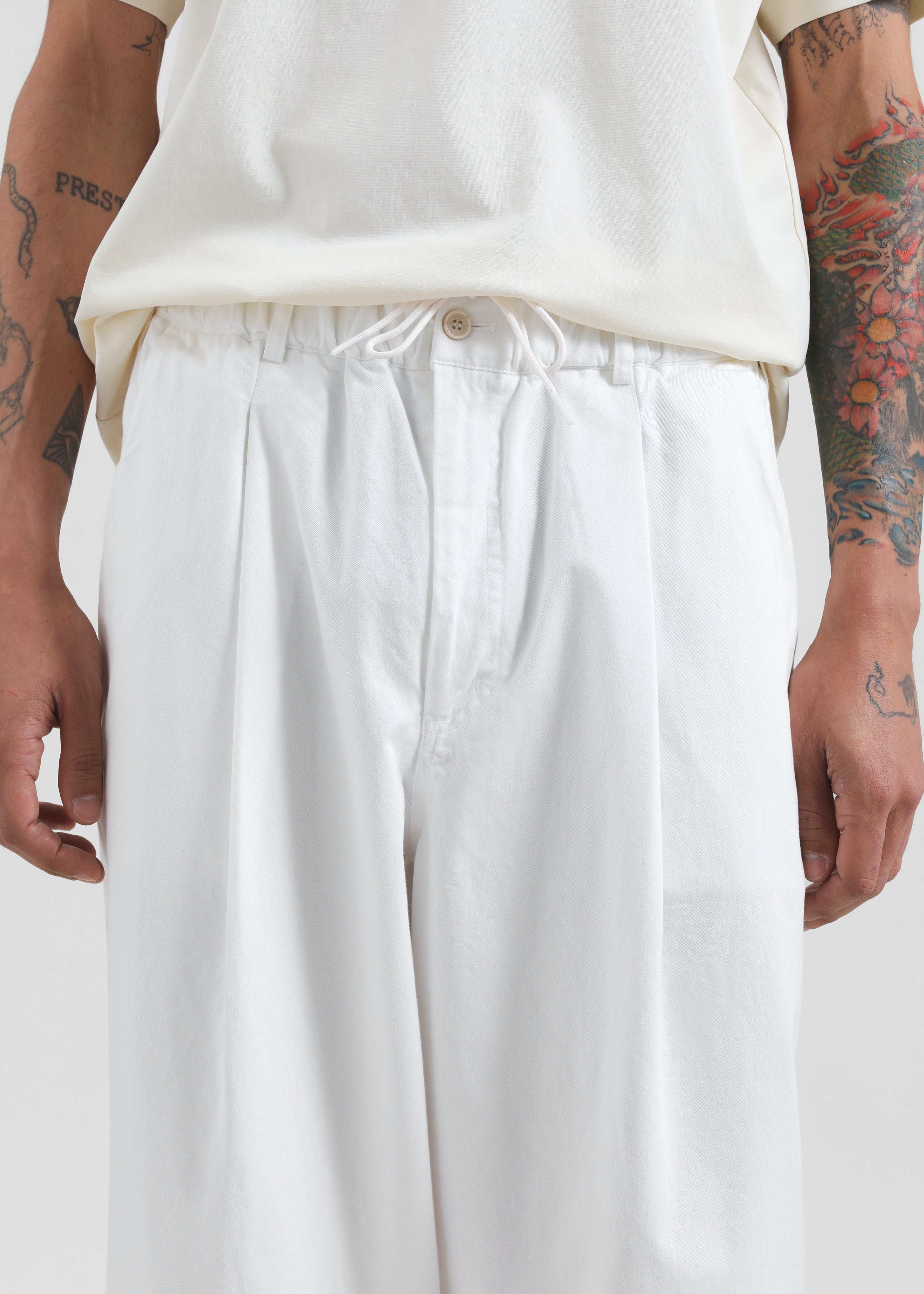 Denaye Cotton Barrel Leg Pants - White - 2