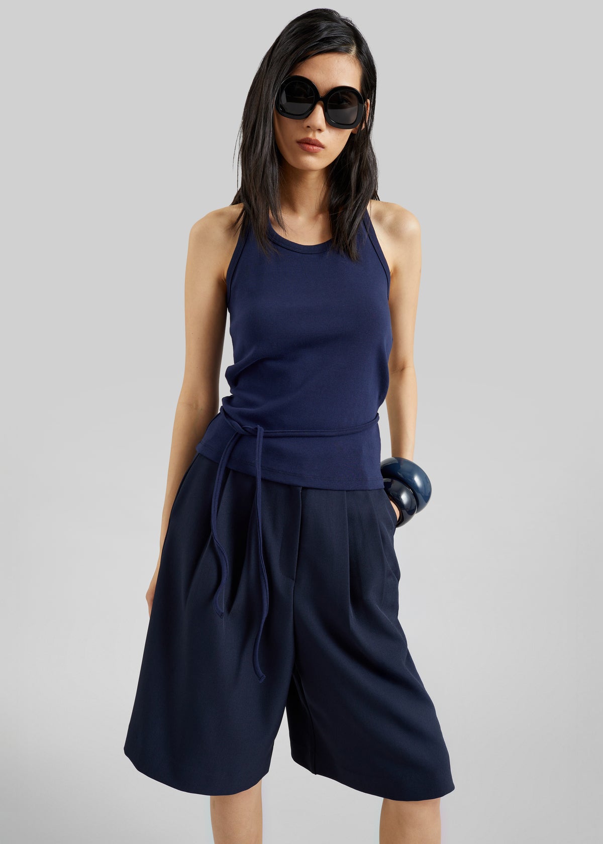 Denia Halter Tie Top - Navy - 4