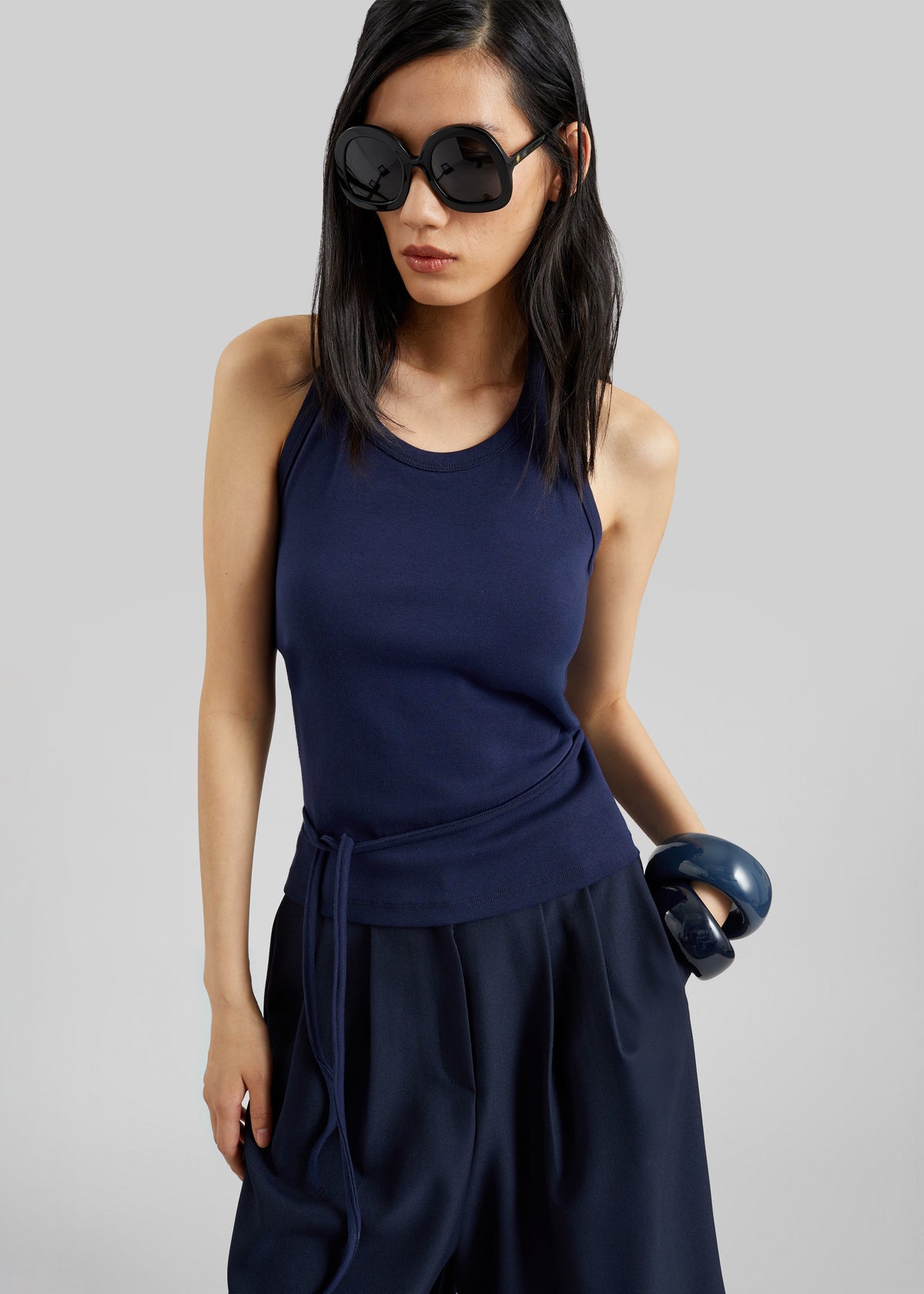 Denia Halter Tie Top - Navy - 1