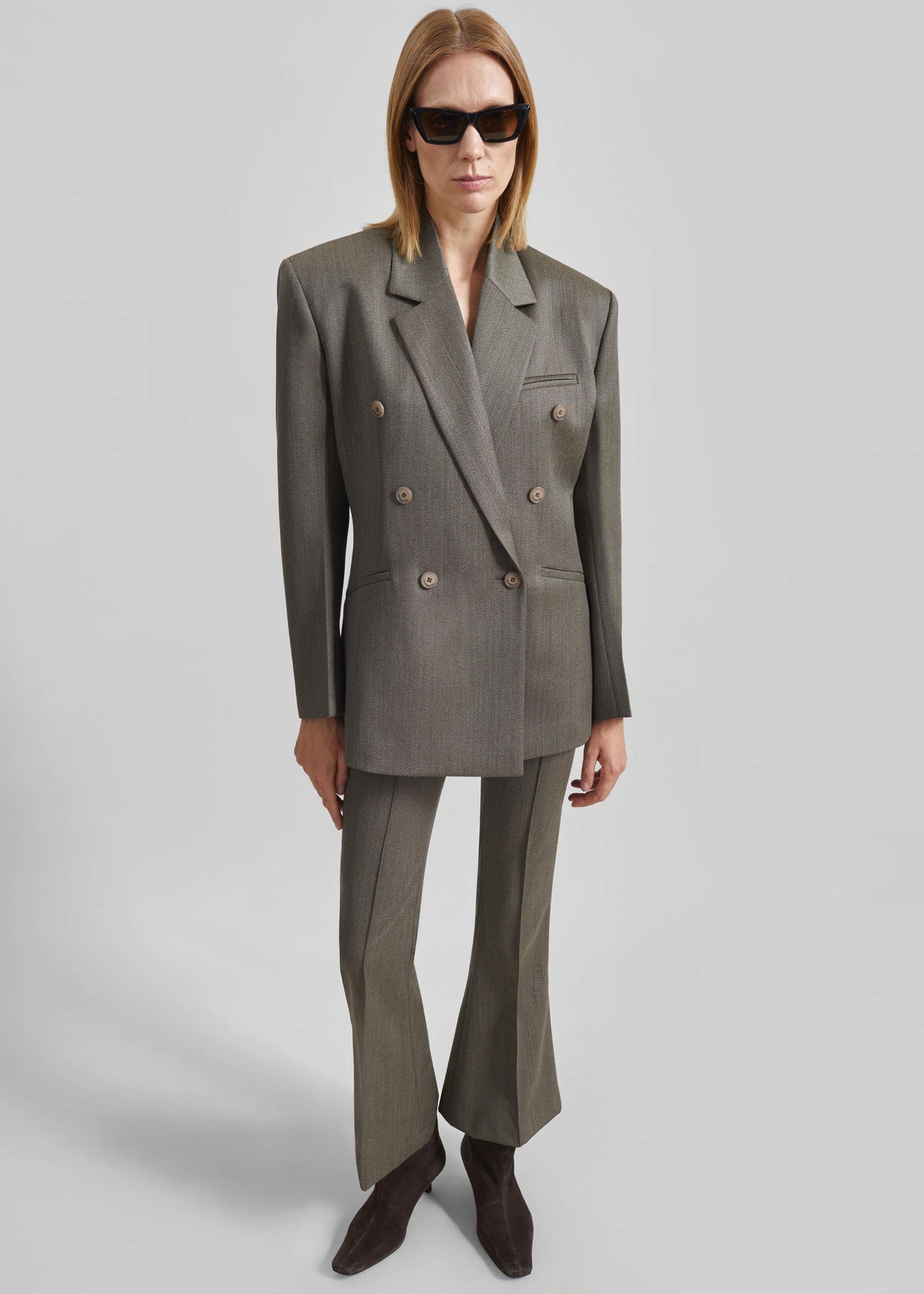 Dessa Wool Flared Pants - Beige Melange