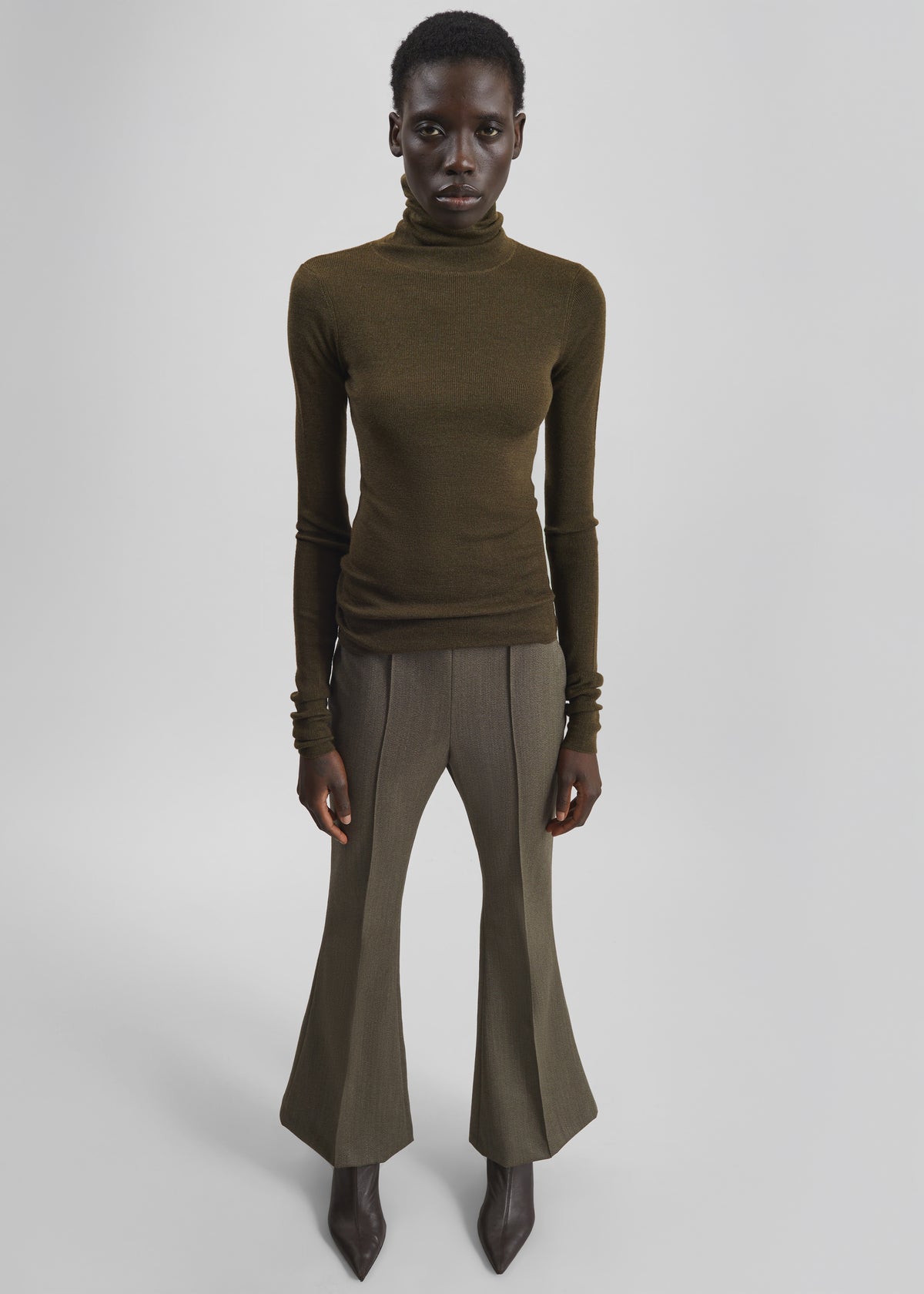 Dessa Wool Flared Pants - Beige Melange - 5