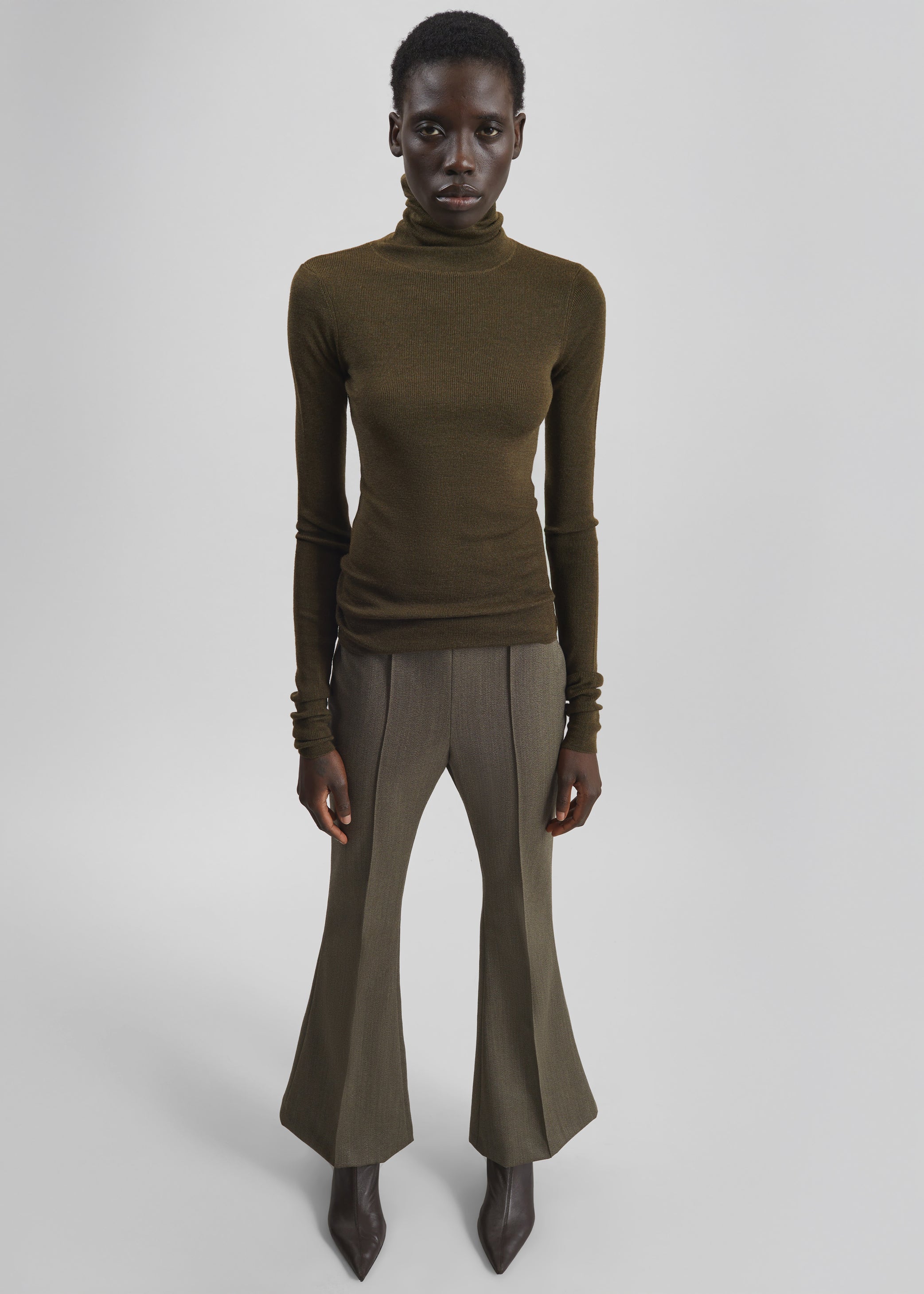 Shop the look image for Dessa Wool Flared Pants - Beige Melange