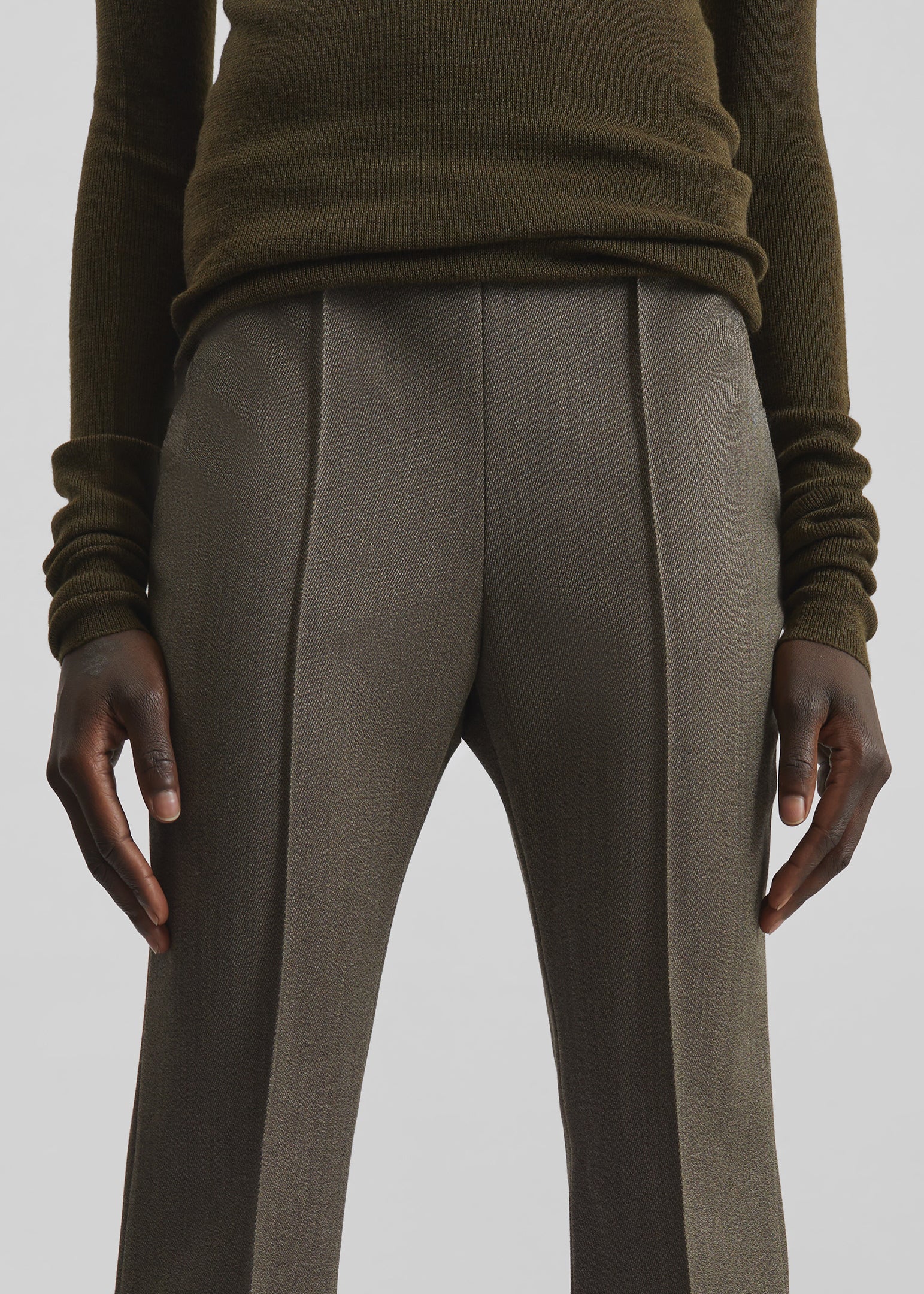 Dessa Wool Flared Pants - Beige Melange - 3