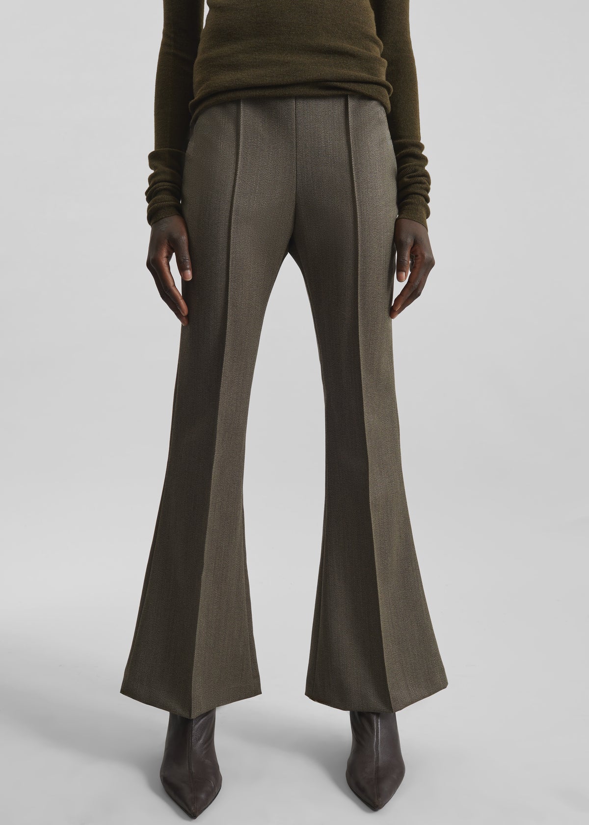Dessa Wool Flared Pants - Beige Melange - 2
