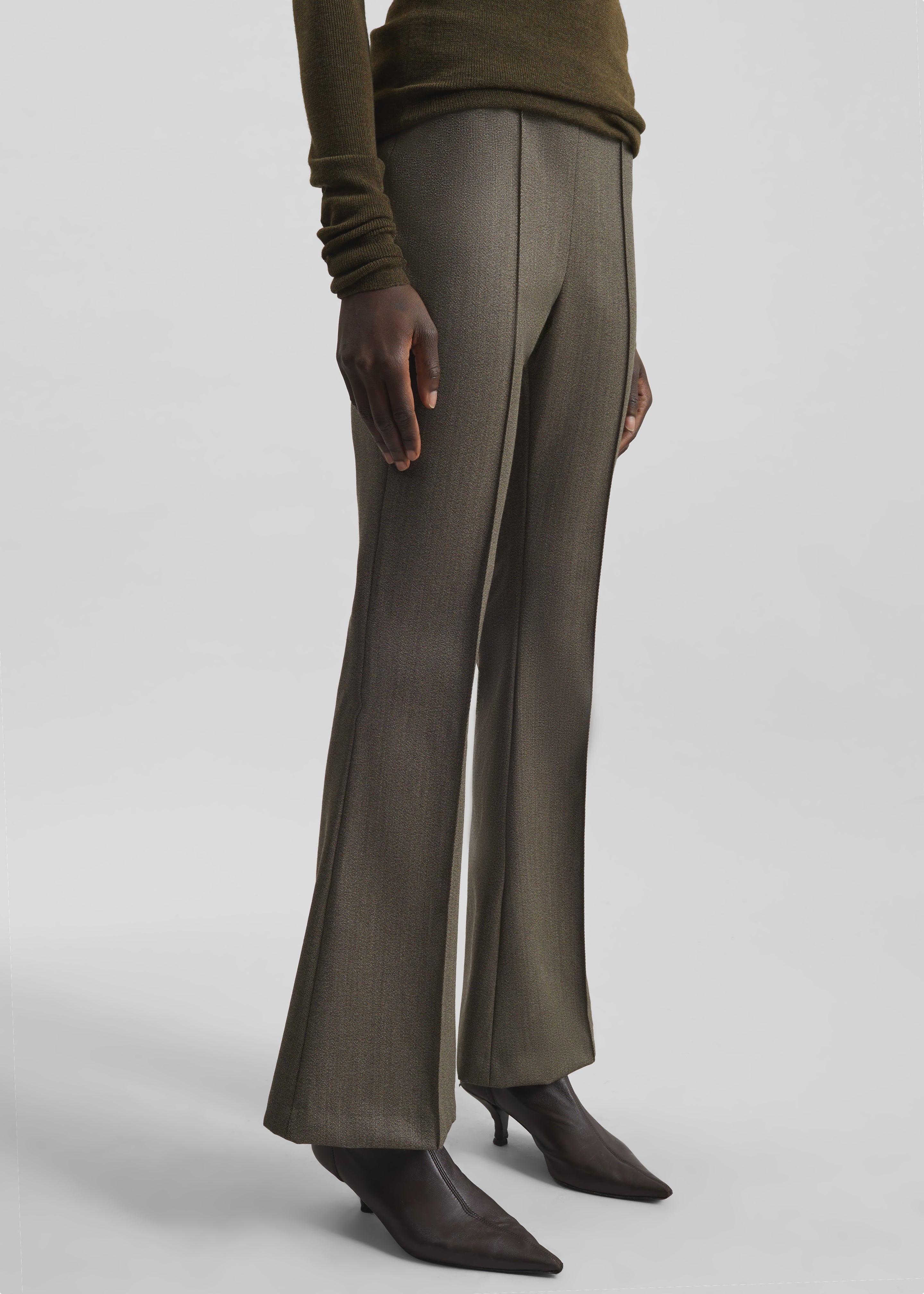 Dessa Wool Flared Pants - Beige Melange - 4