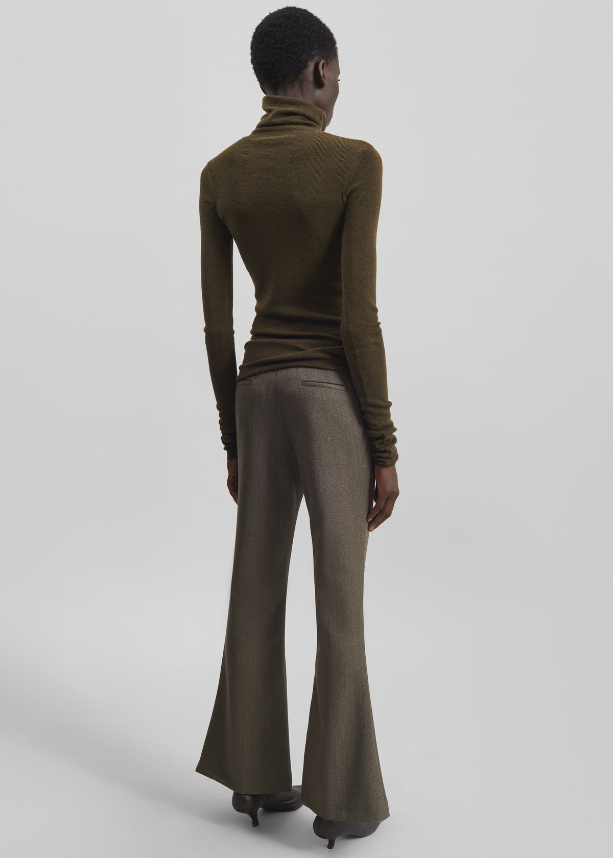 Dessa Wool Flared Pants - Beige Melange - 6