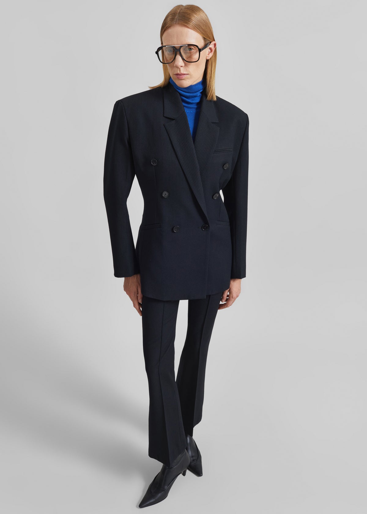 Shop the look image for Dessa Flared Pants - Black/White Pinstripe