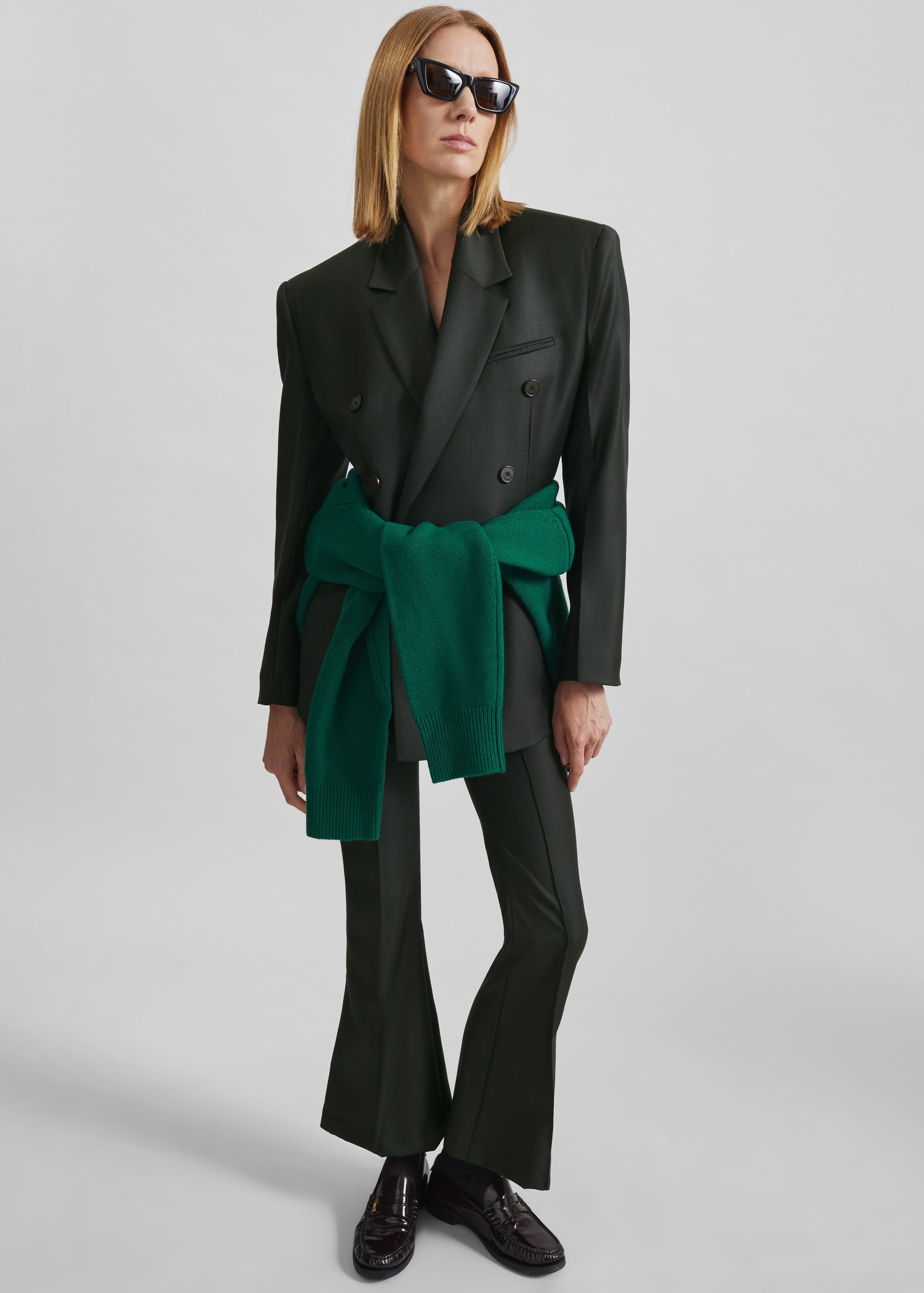 Shop the look image for Dessa Wool Flared Pants - Brown Glen Plaid