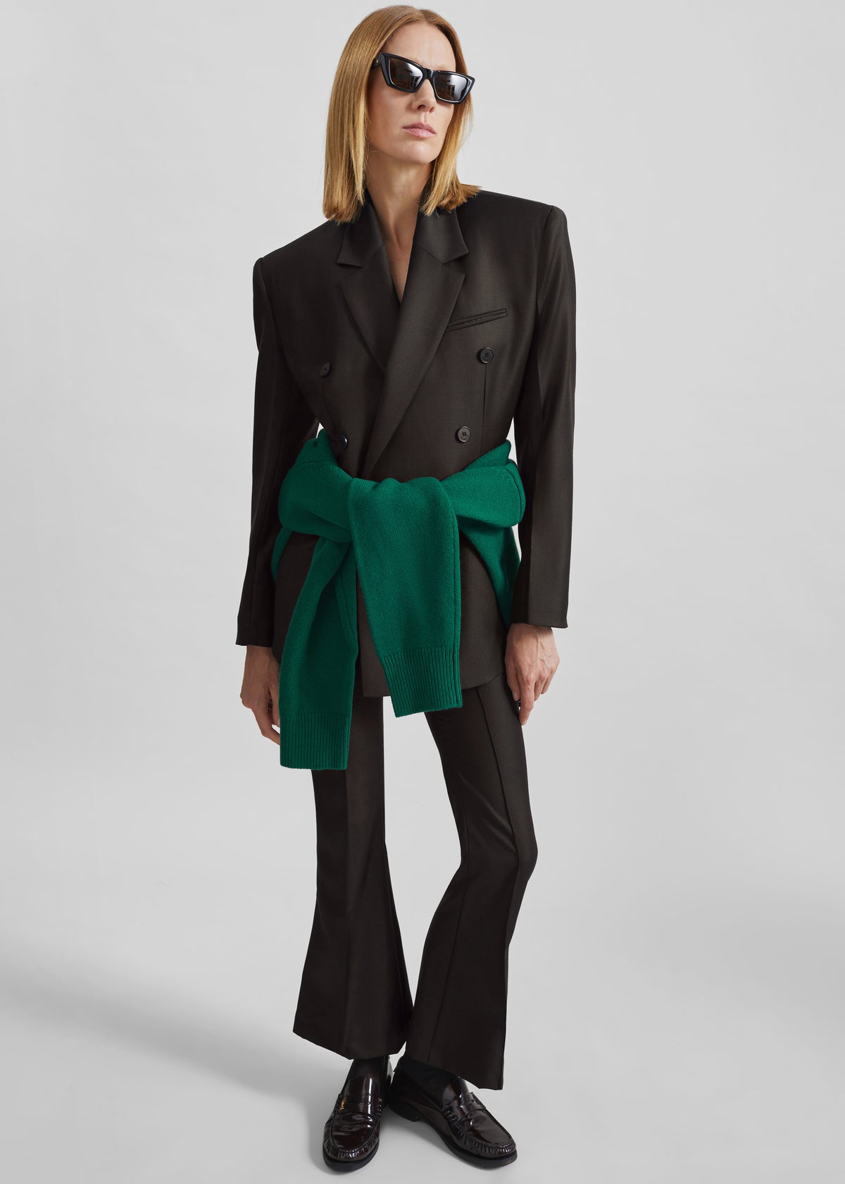 Shop the look image for Dessa Wool Flared Pants - Brown Glen Plaid
