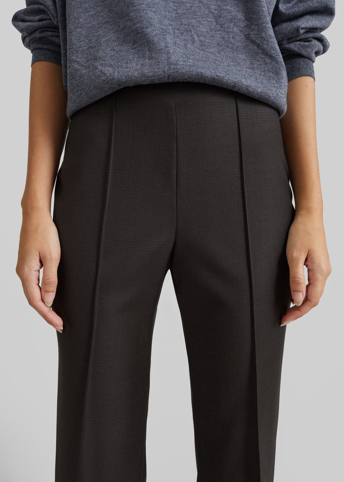 Dessa Wool Flared Pants - Brown Glen Plaid