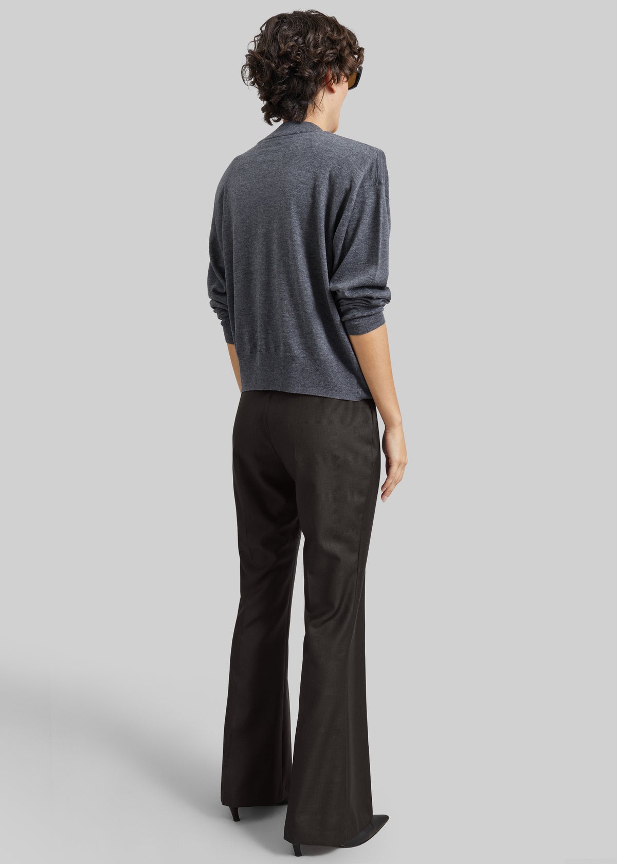 Dessa Wool Flared Pants - Brown Glen Plaid