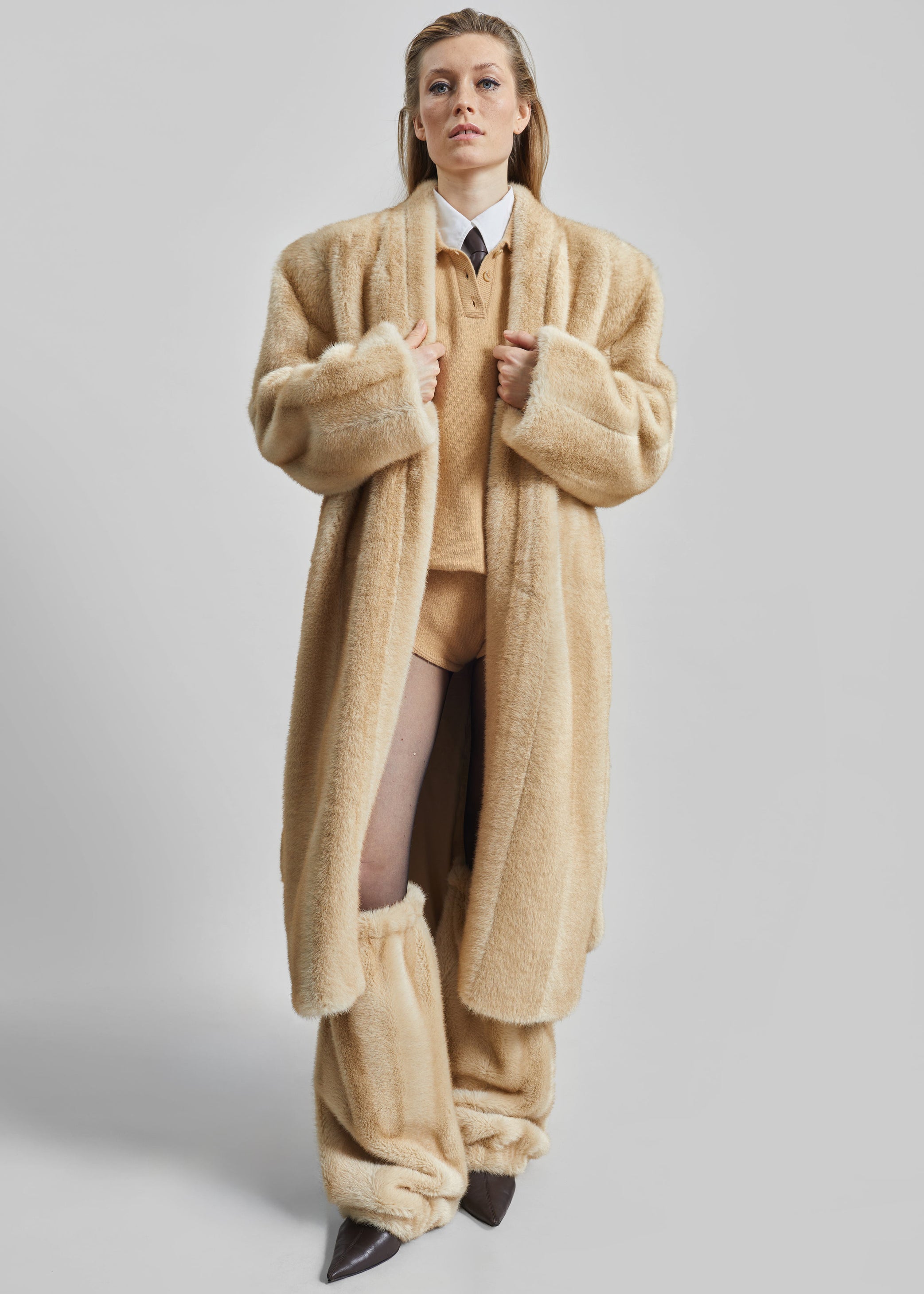 Shop the look image for Destiny Padded Faux Fur Coat - Beige