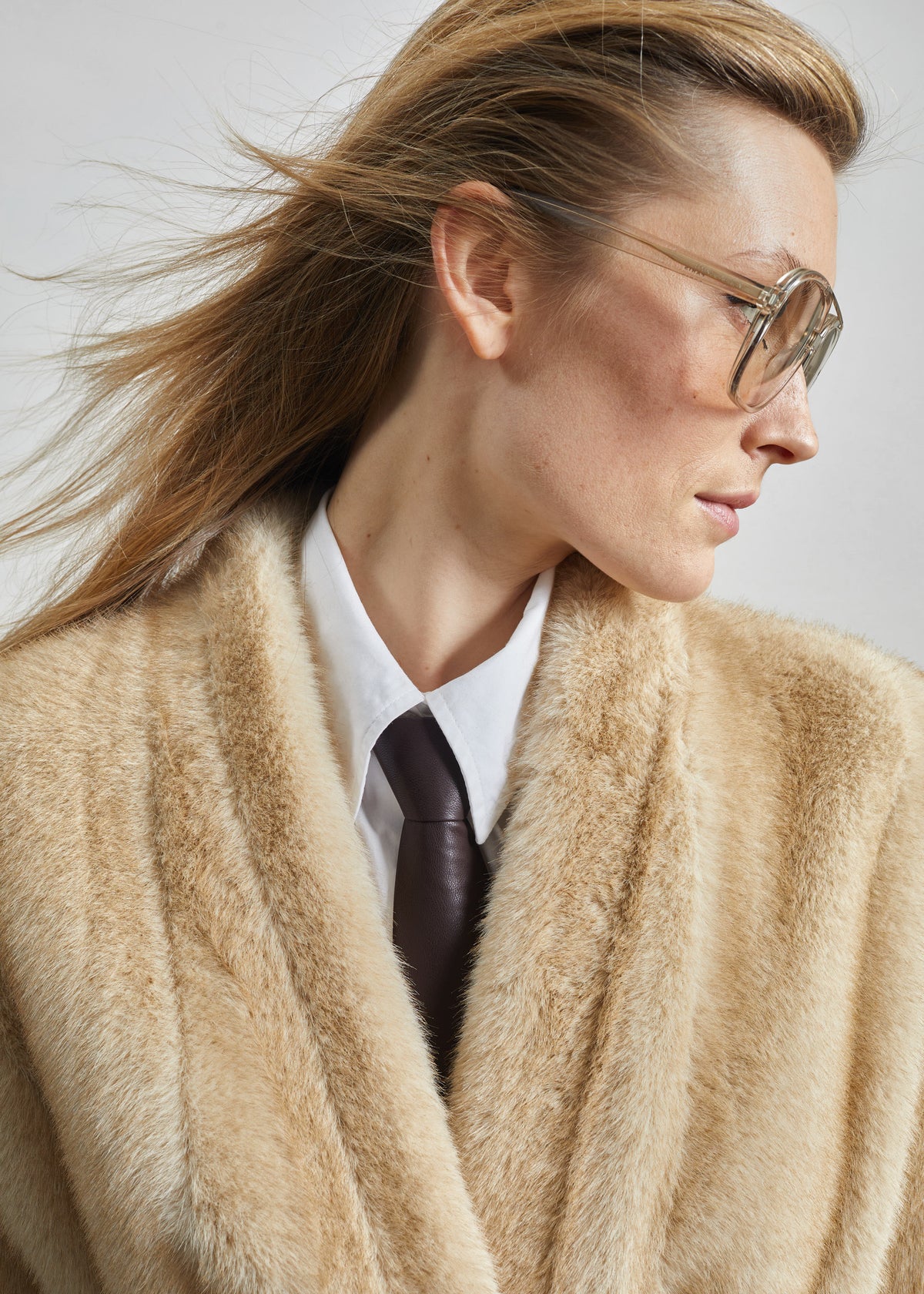 Destiny Padded Faux Fur Coat - Beige - 5