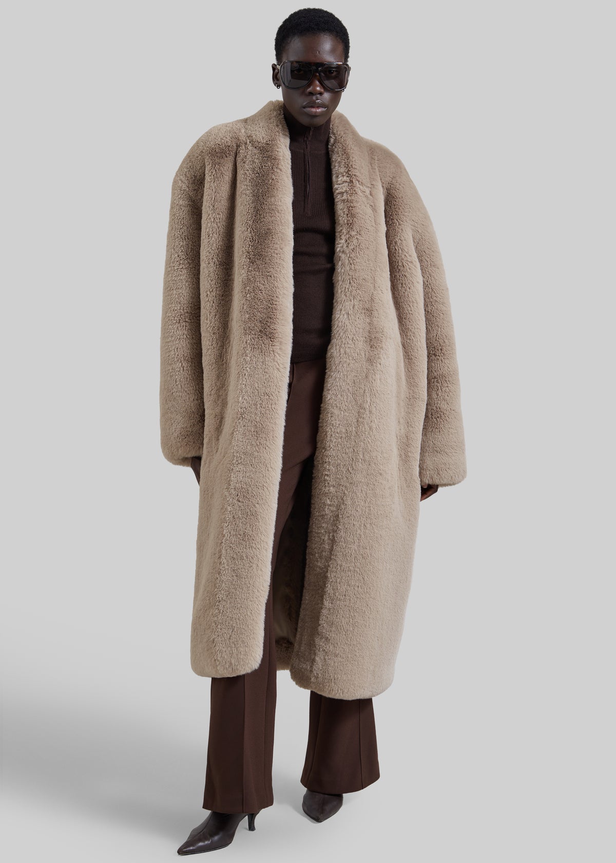 Destiny Padded Faux Fur Coat - Light Taupe