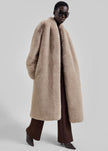 Destiny Padded Faux Fur Coat - Light Taupe