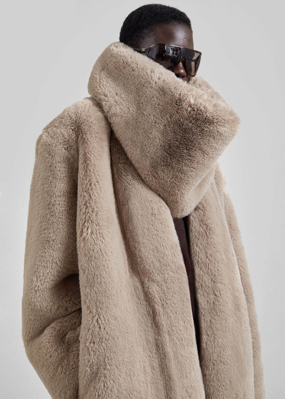 Destiny Padded Faux Fur Coat - Light Taupe - 1