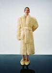 Destiny Padded Faux Fur Coat - Pale Yellow