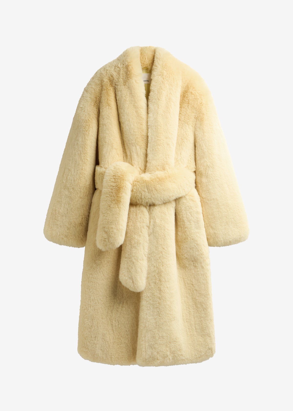 Destiny Padded Faux Fur Coat - Pale Yellow