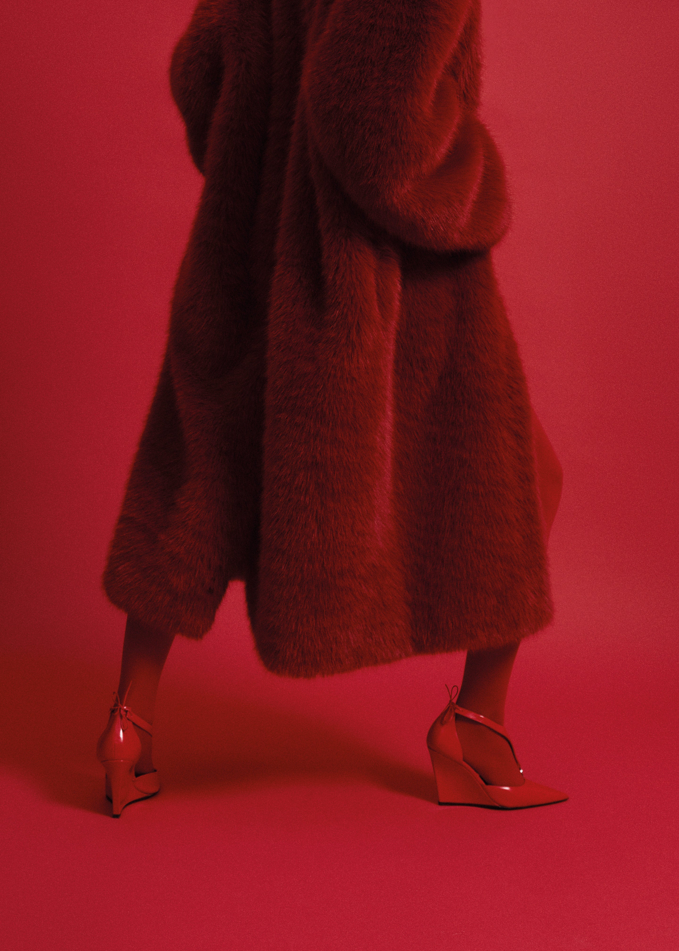 Destiny Padded Faux Fur Coat - Red - 11