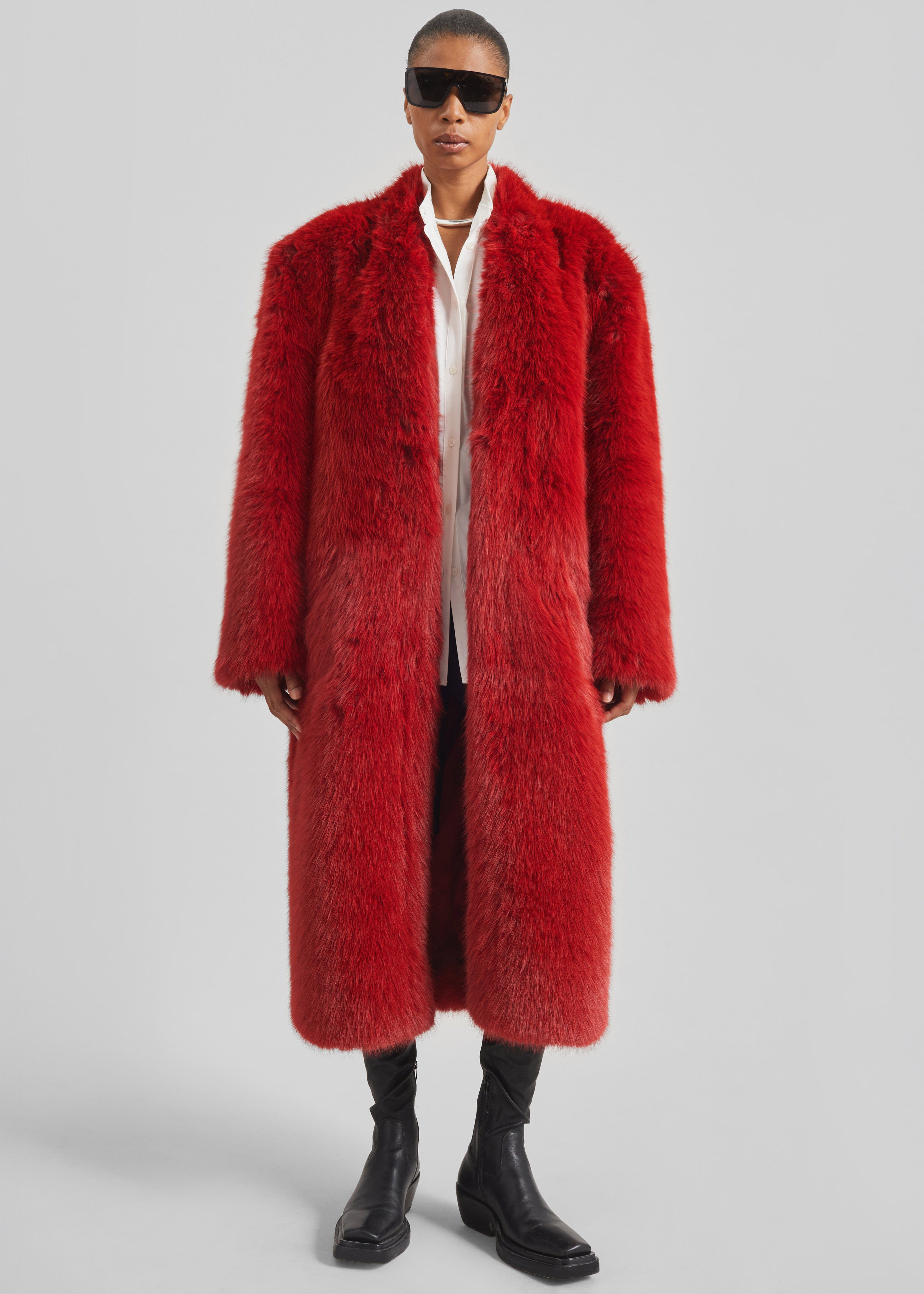 Destiny Padded Faux Fur Coat - Red – The Frankie Shop