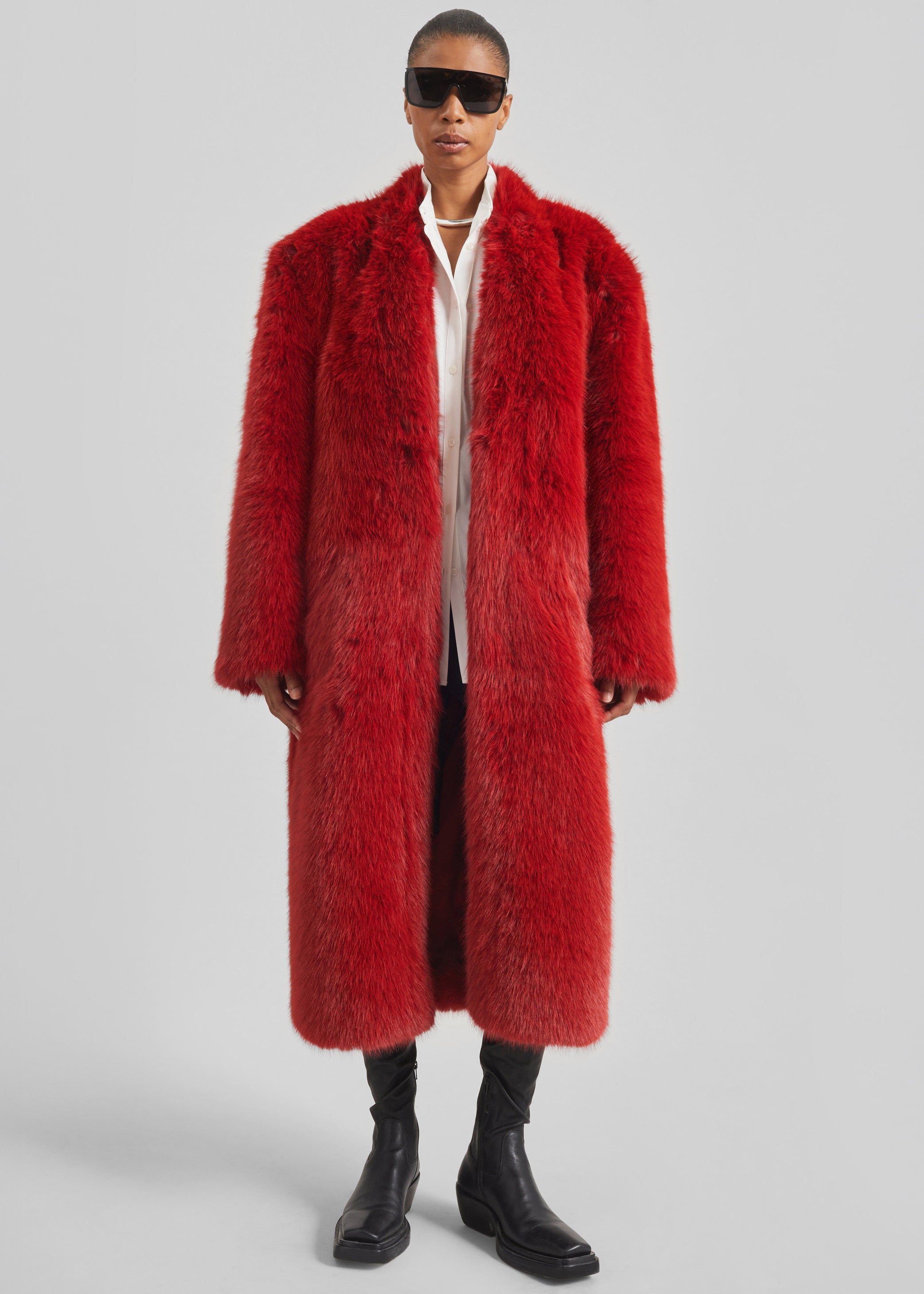 Shop the look image for Destiny Padded Faux Fur Coat - Red
