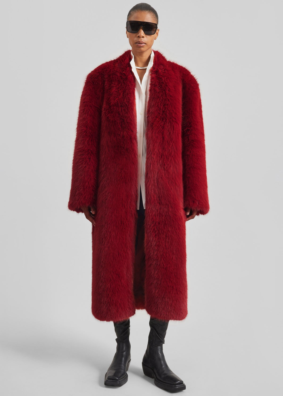 Destiny Padded Faux Fur Coat - Red - 7