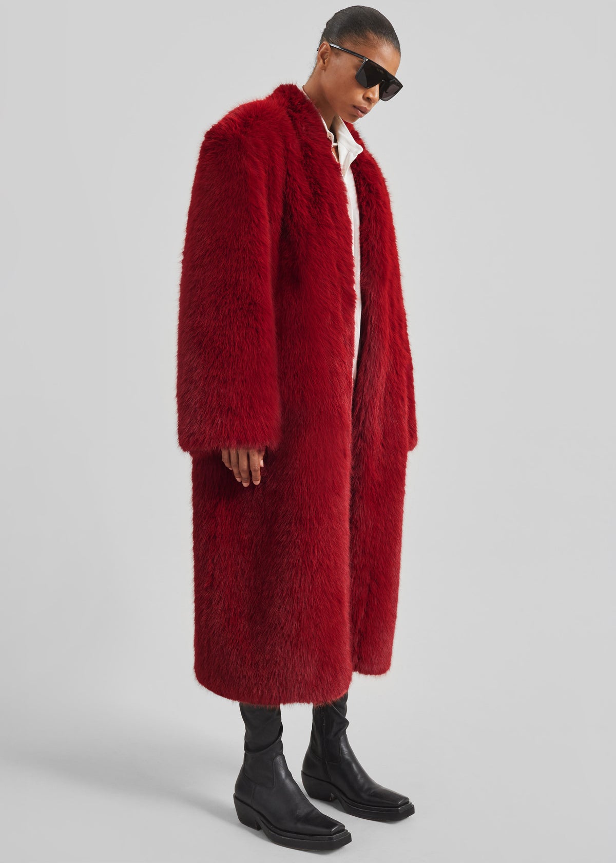 Destiny Padded Faux Fur Coat - Red - 10