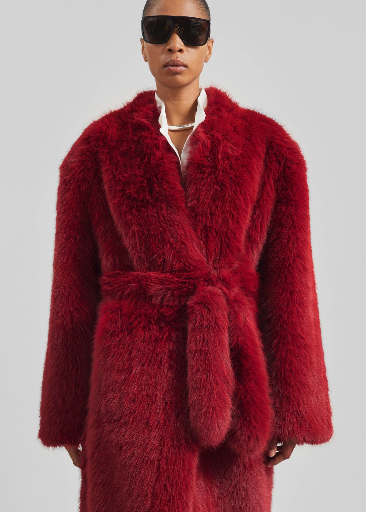 Destiny Padded Faux Fur Coat - Red - 6