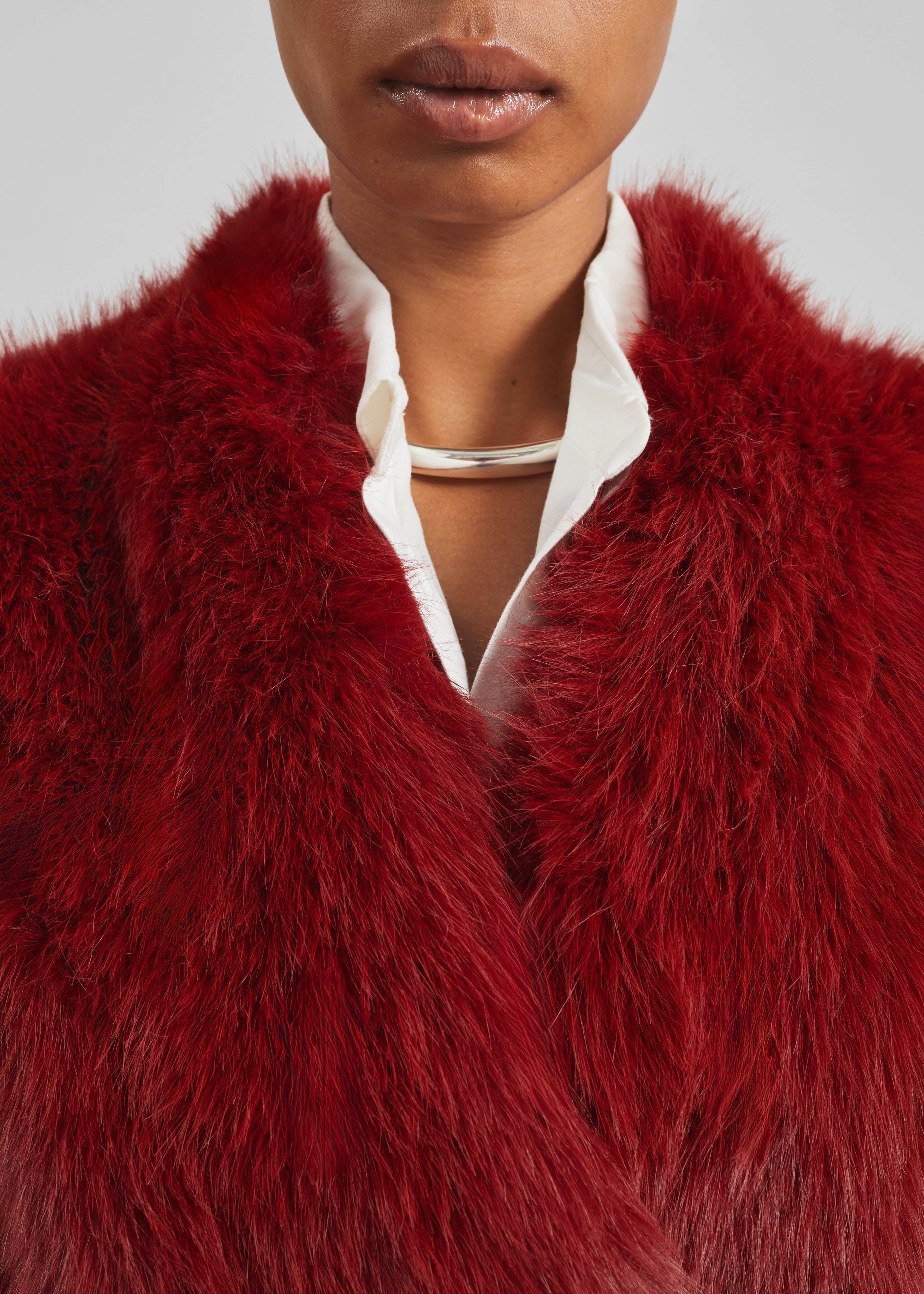 Destiny Padded Faux Fur Coat - Red - 9