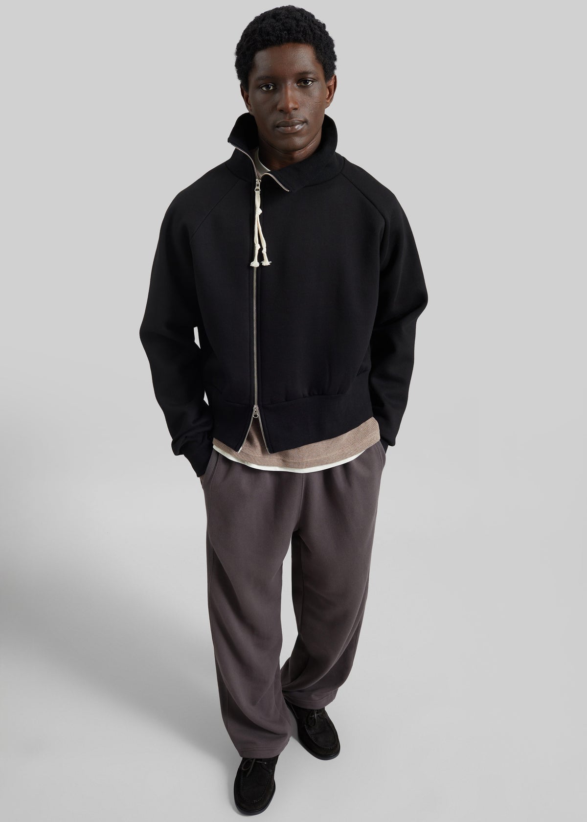Dexter Off-Center Zip Jacket - Black - 2