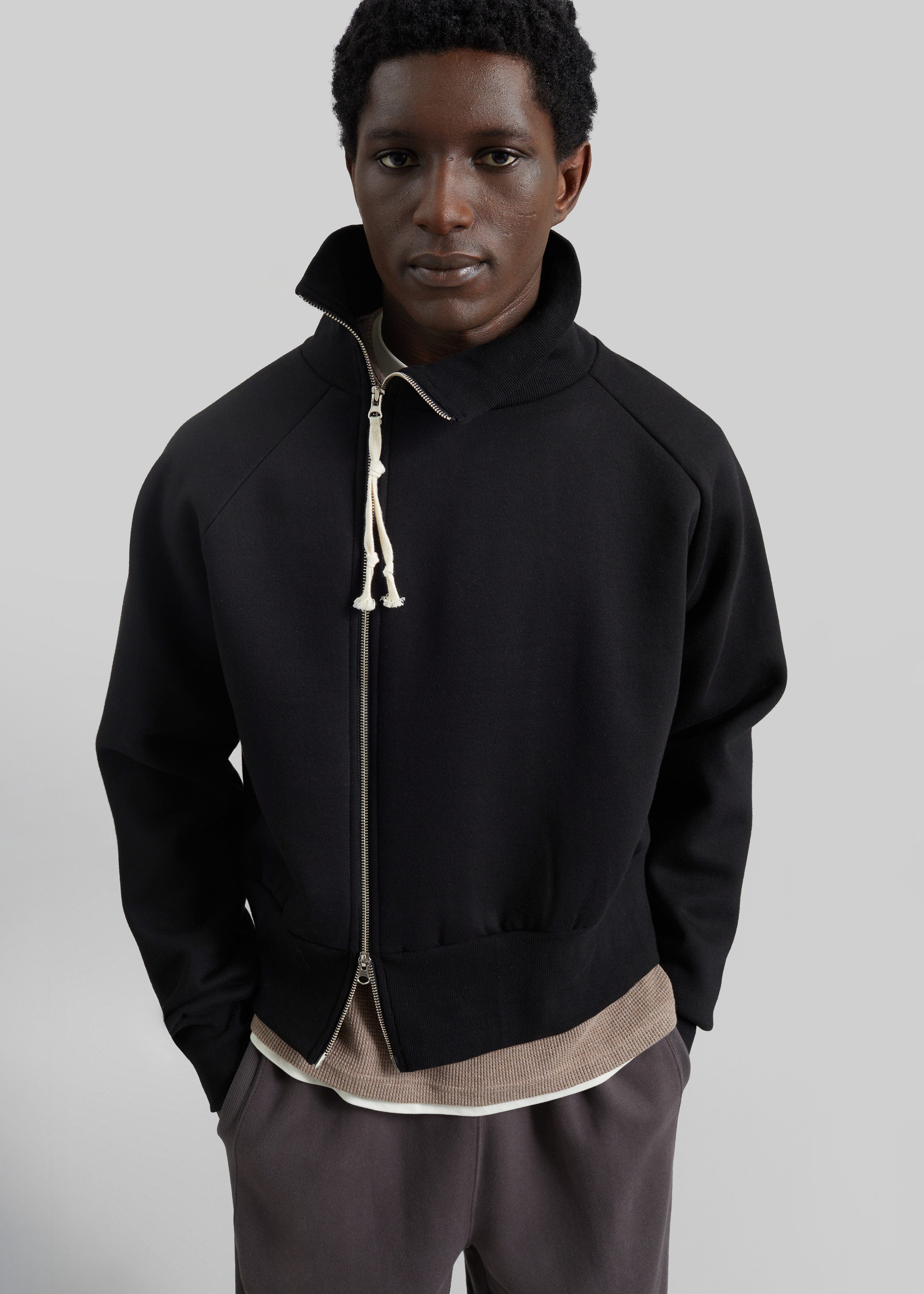 Dexter Off-Center Zip Jacket - Black – The Frankie Shop