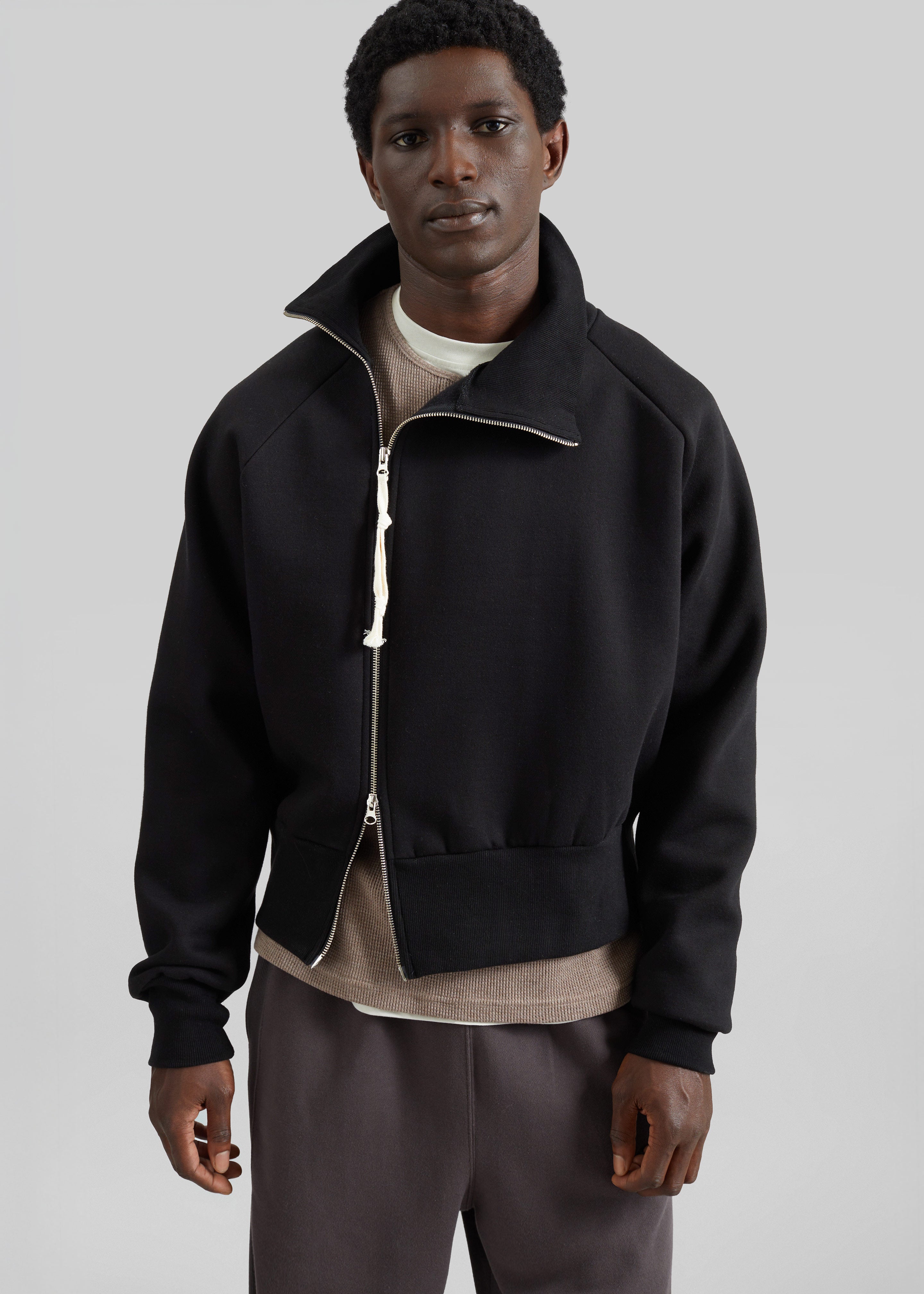 Dexter Off-Center Zip Jacket - Black – The Frankie Shop