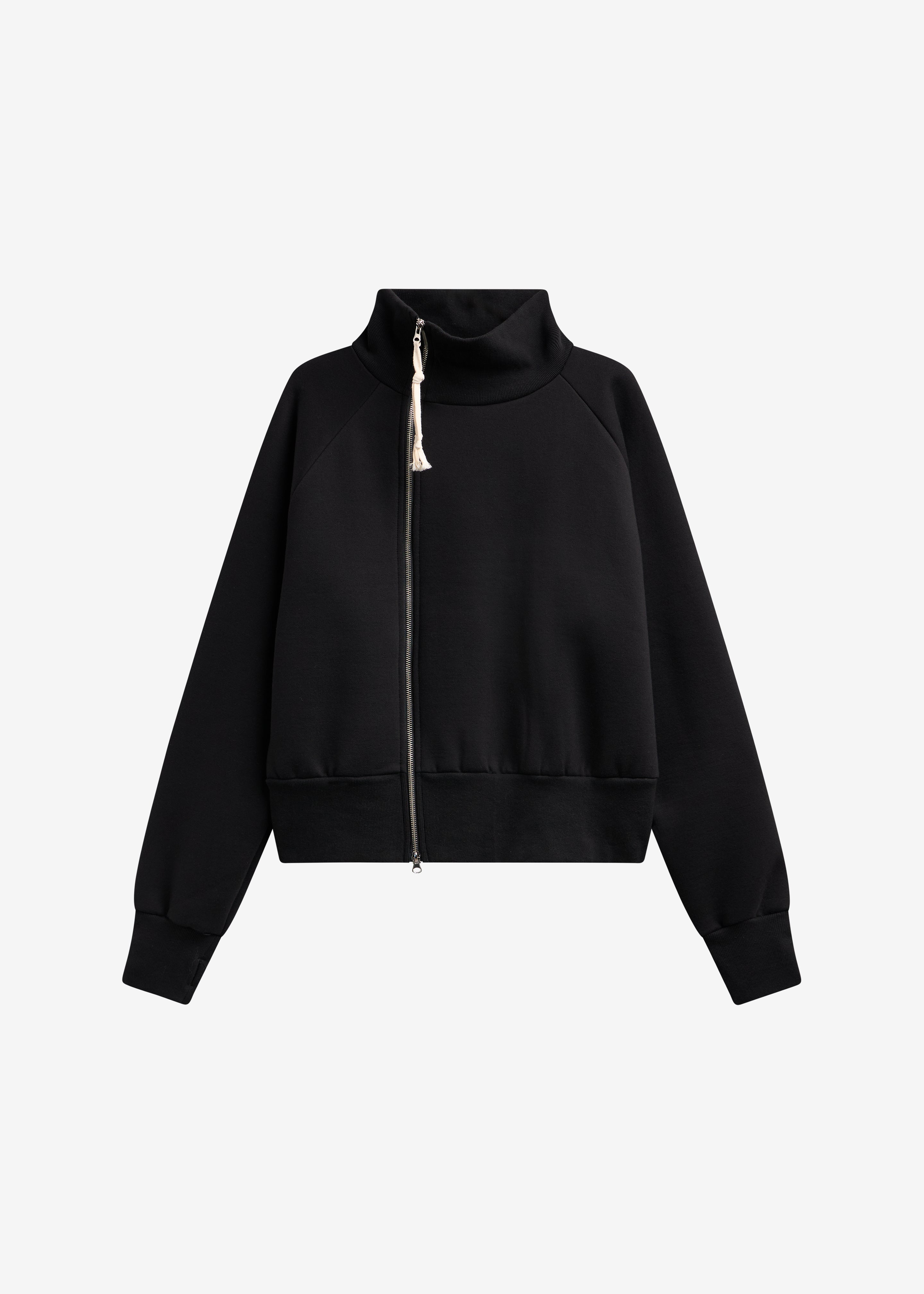 Dexter Off-Center Zip Jacket - Black – The Frankie Shop