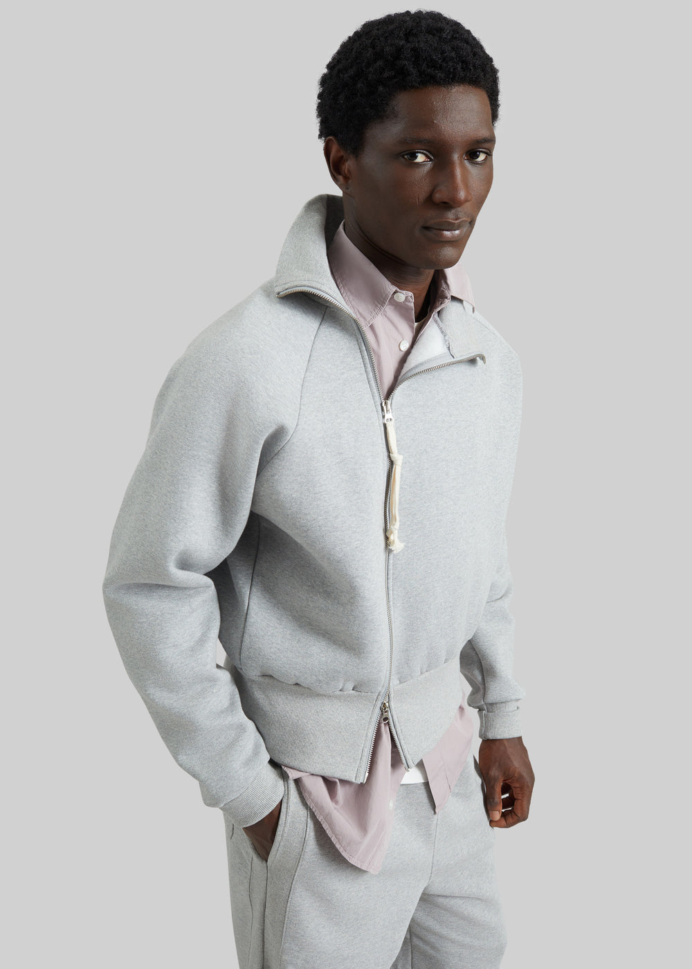 Dexter Off-Center Zip Jacket - Grey
