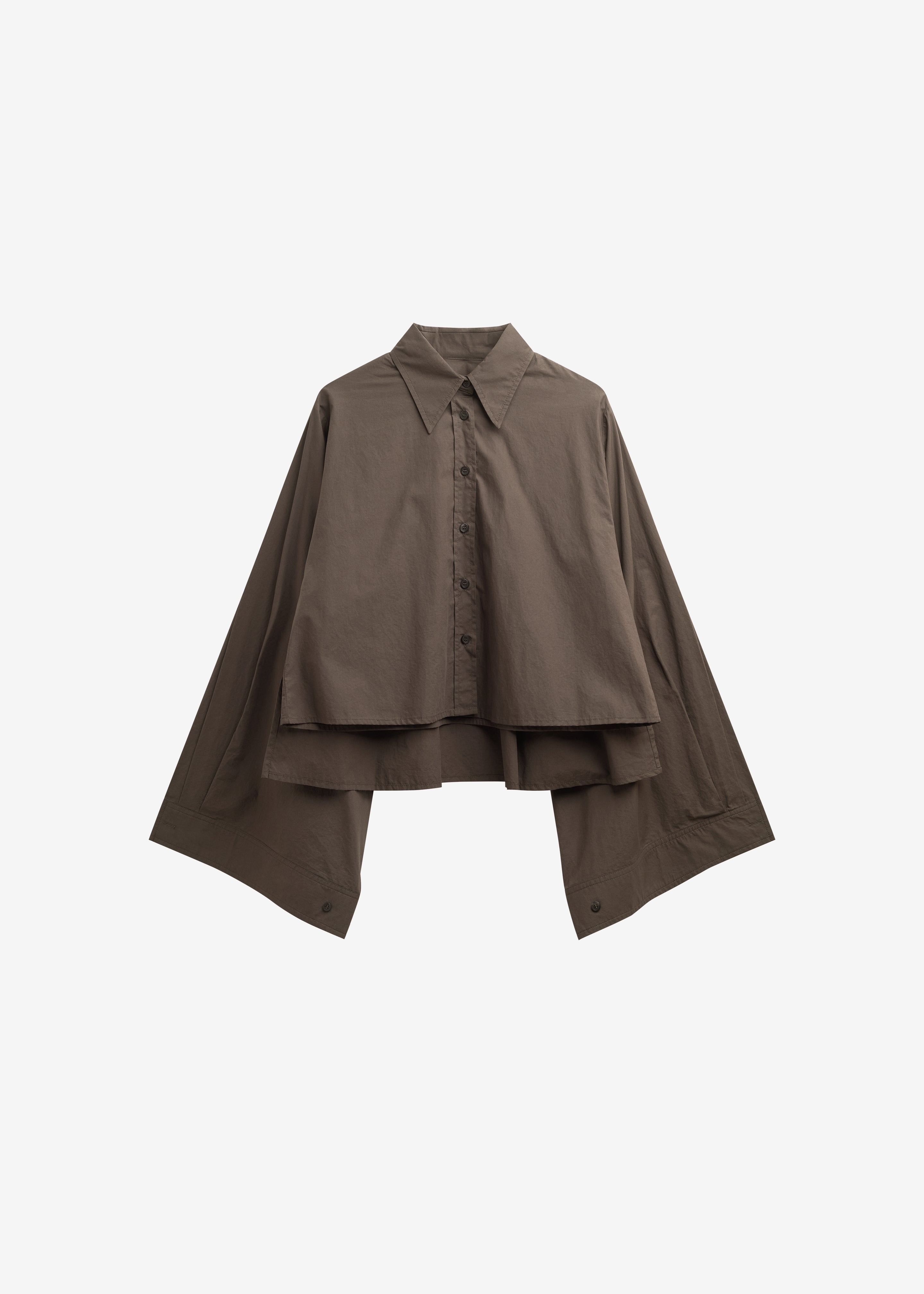 Dharoi Adjustable Sleeve Layered Shirt - Brown - 9