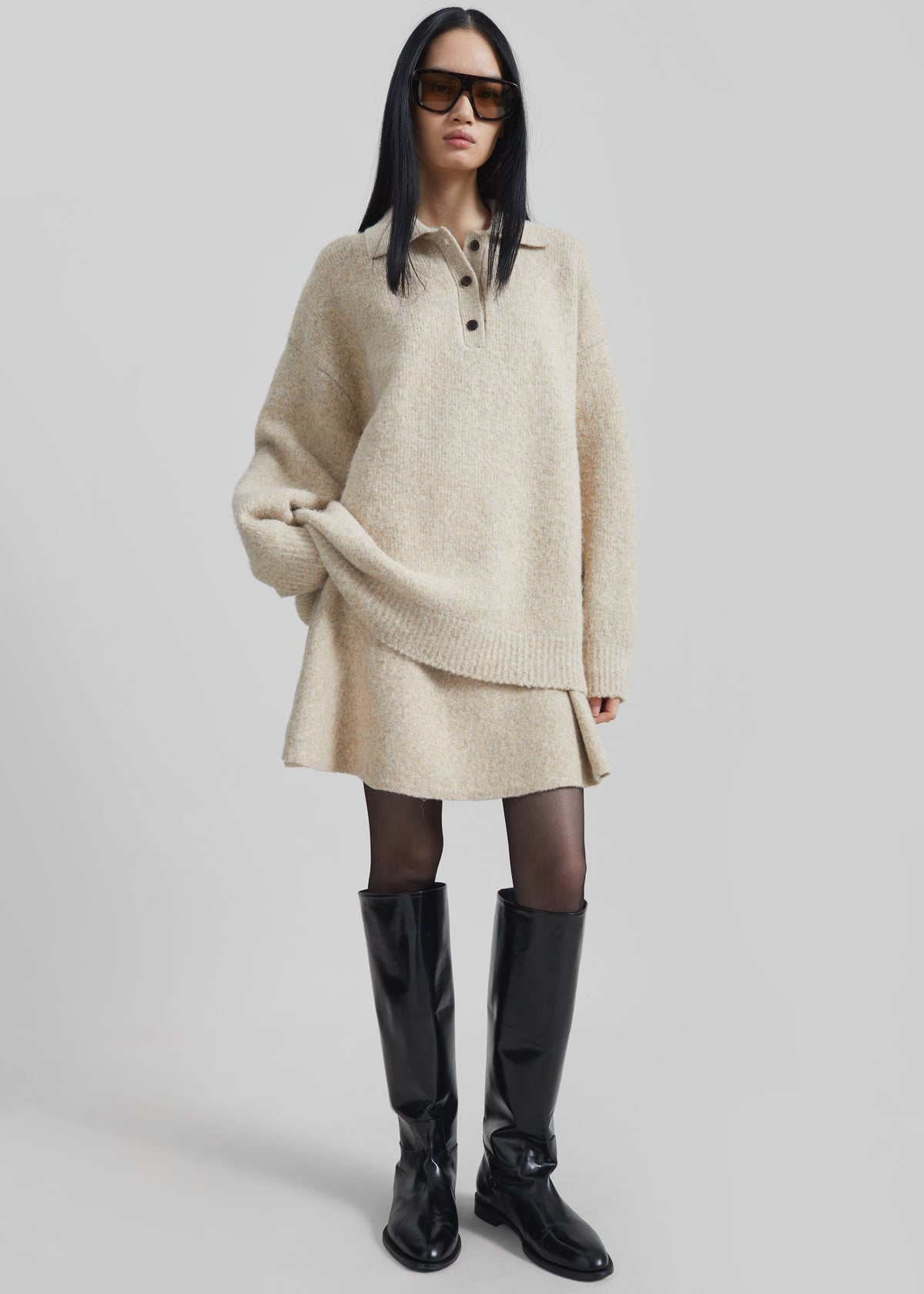 Dienne Knit Mini Skirt - Beige - 6