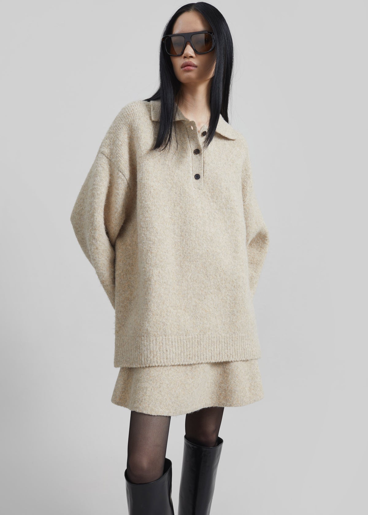 Dienne Knit Mini Skirt - Beige - 7