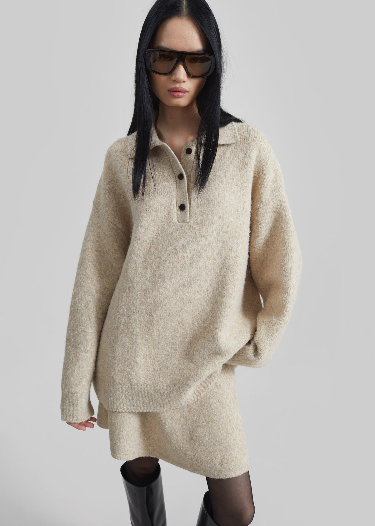 Dienne Knit Mini Skirt - Beige - 4