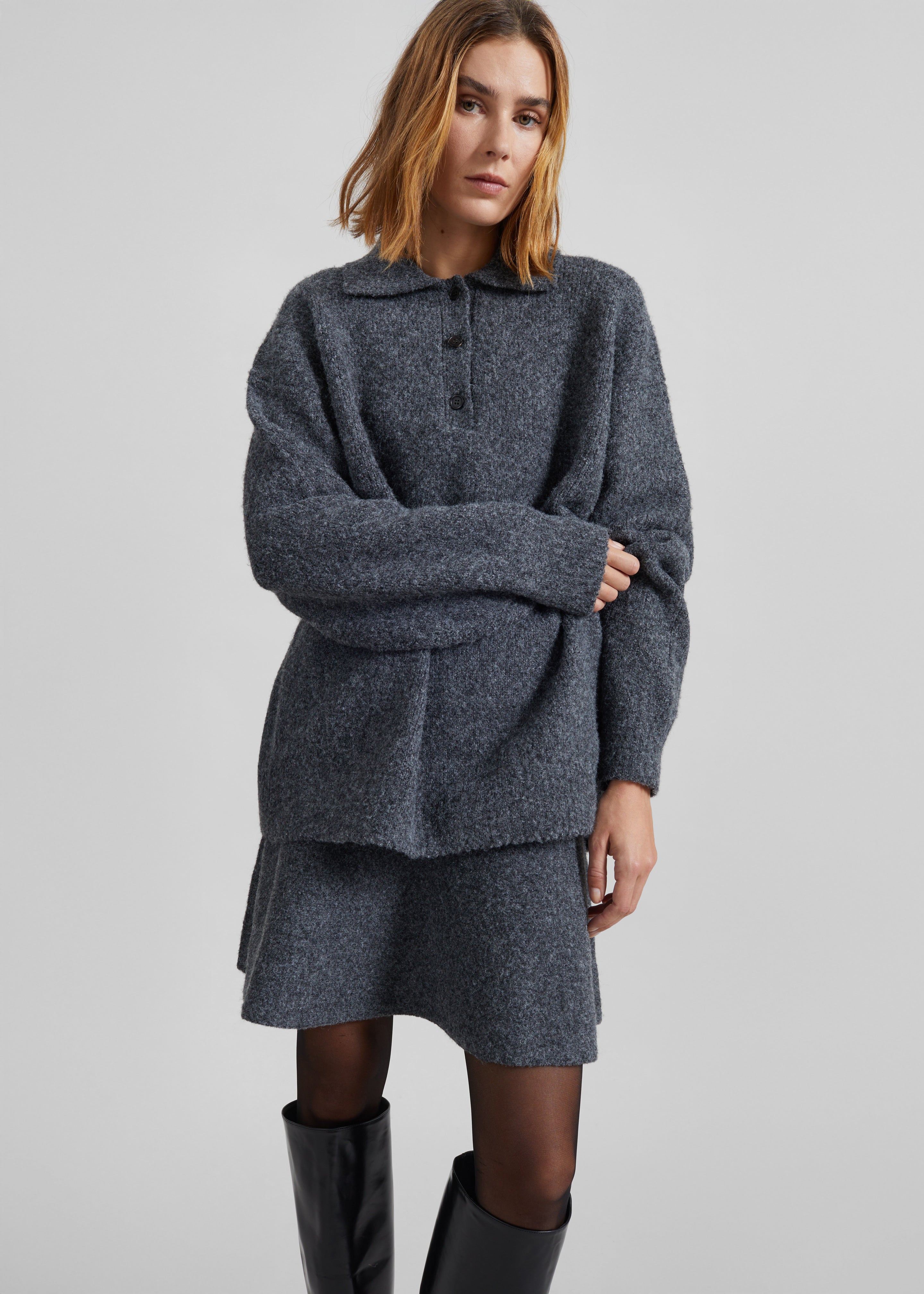 Dienne Knit Mini Skirt - Grey - 2