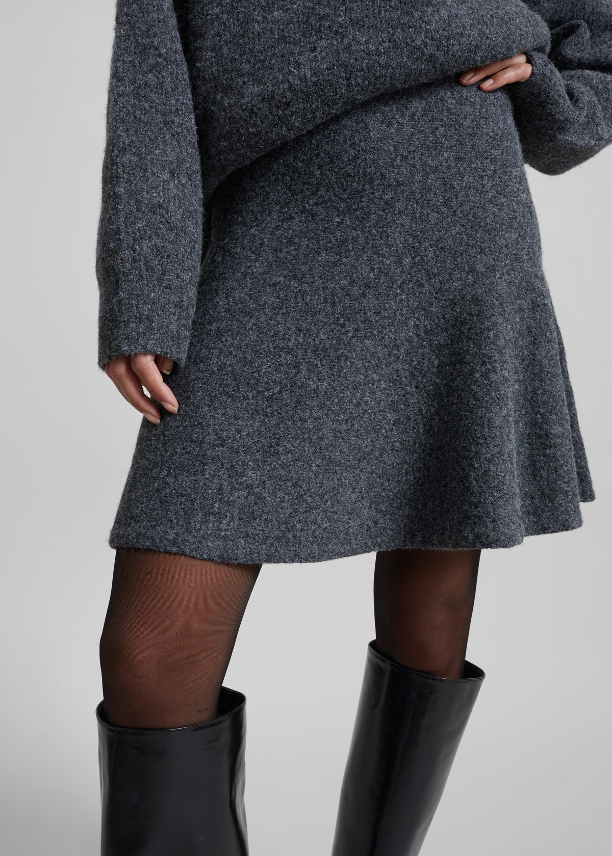 Dienne Knit Mini Skirt - Grey - 5