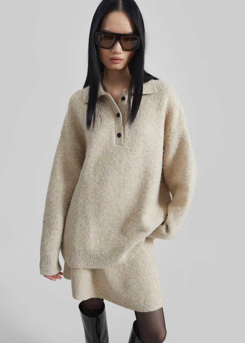 Dienne Polo Sweater - Beige - 1