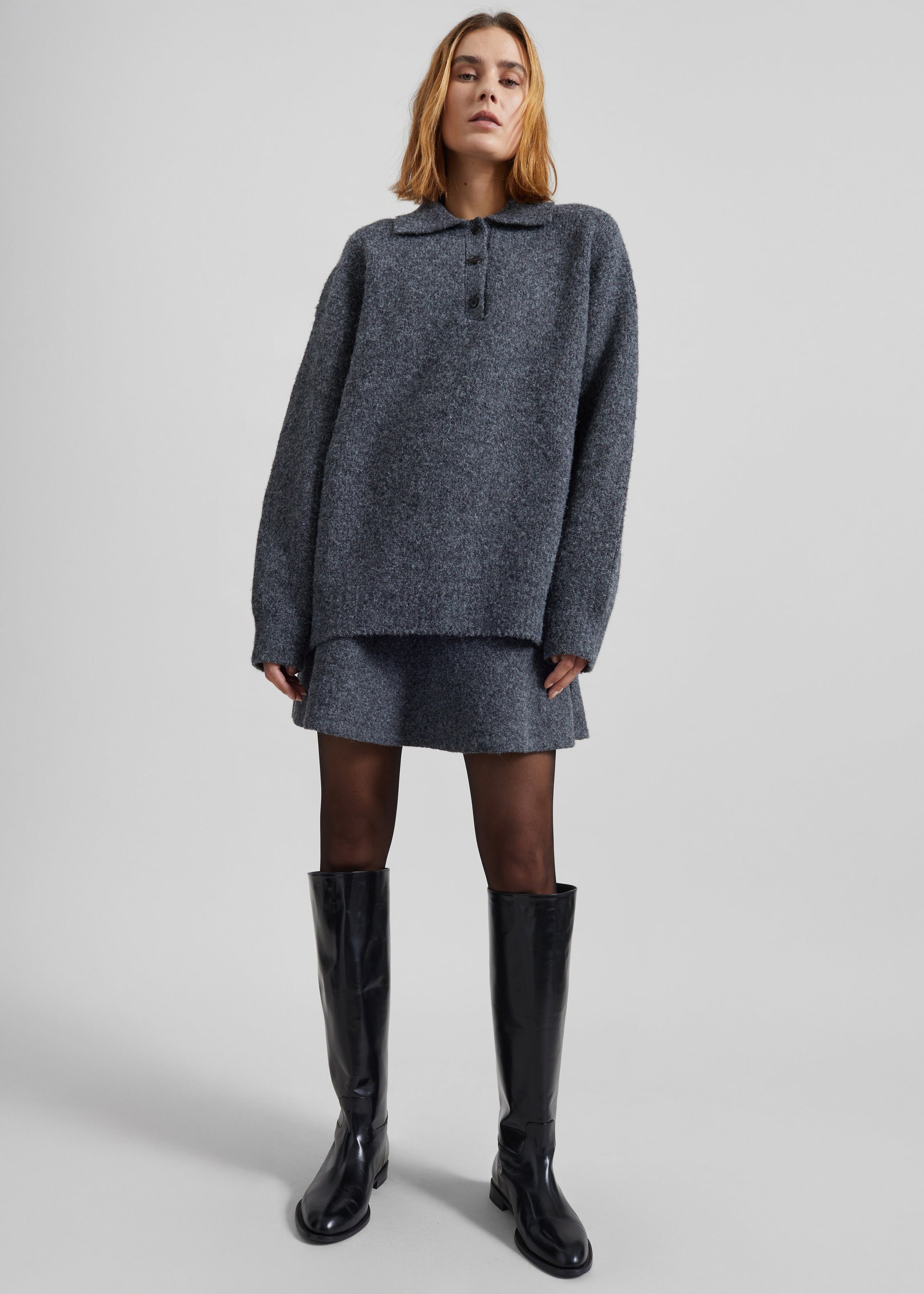Shop the look image for Dienne Polo Sweater - Grey